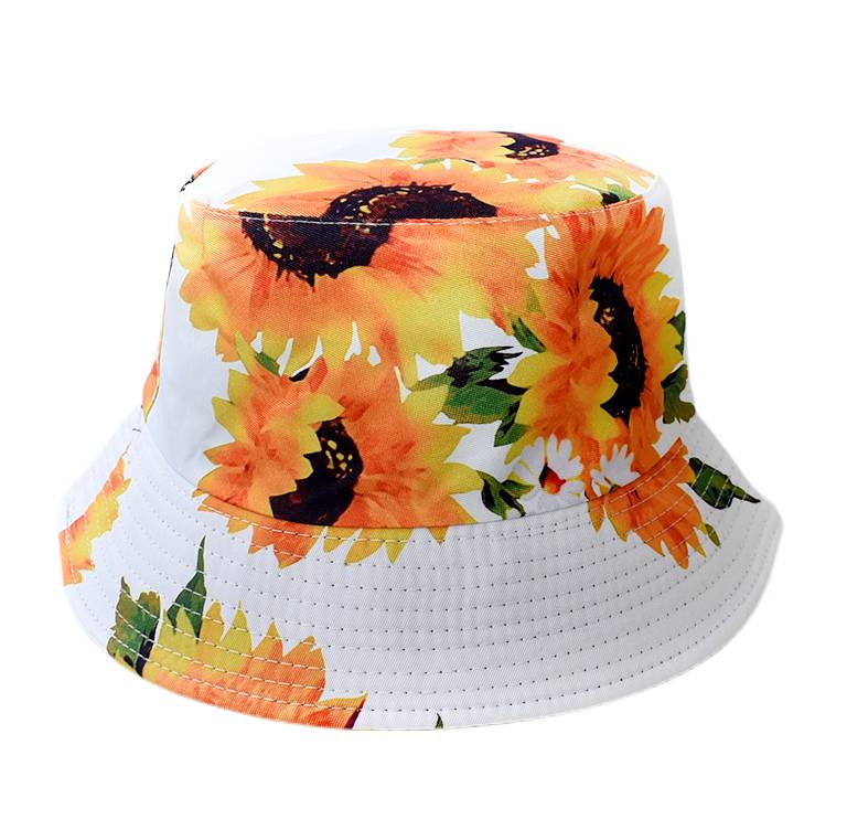 Colorful and Fun Summer Bucket Hats for Men, Women & Teens - Great for the Beach, Hiking, Gardening - White Sunflowers - Wear Sierra
