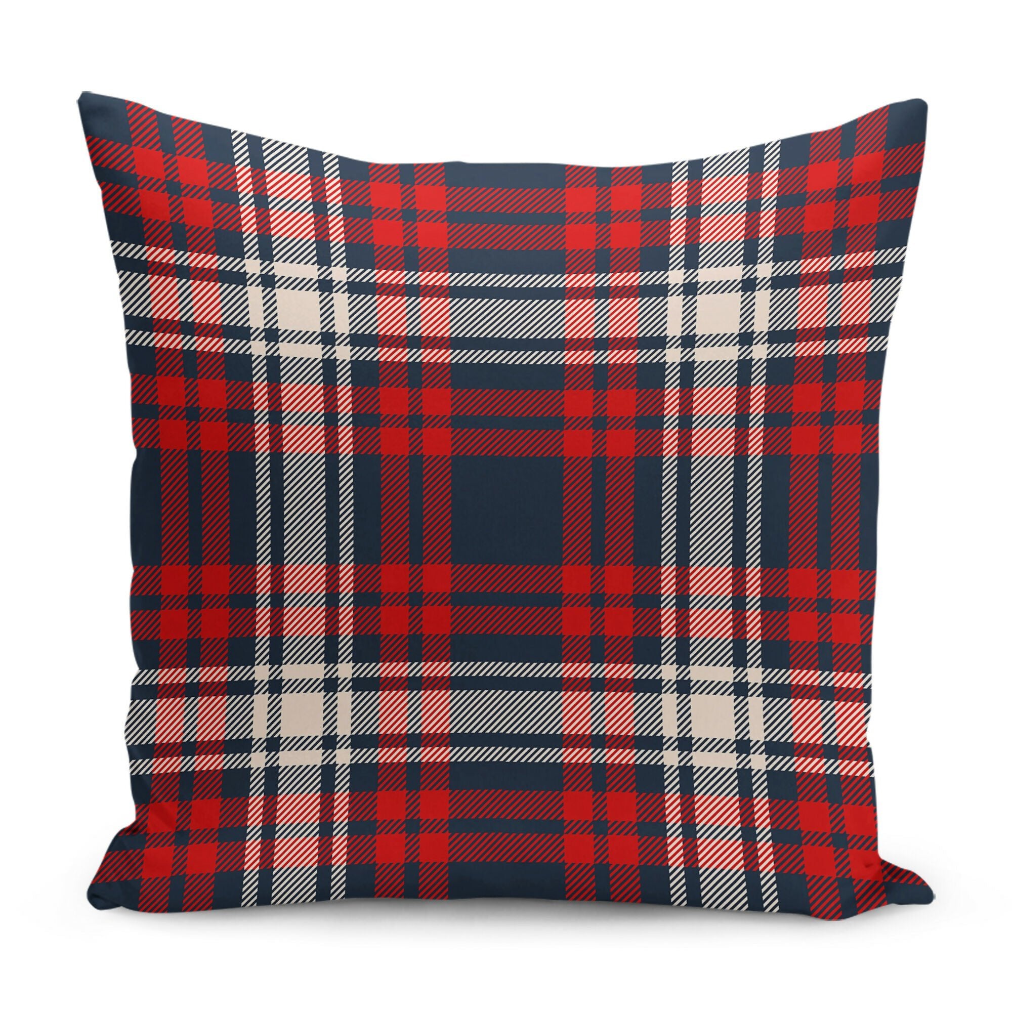 Colorful & Vibrant Home Decor - Pillow Covers Set of 2, Solid + Plaid Design - Wear Sierra