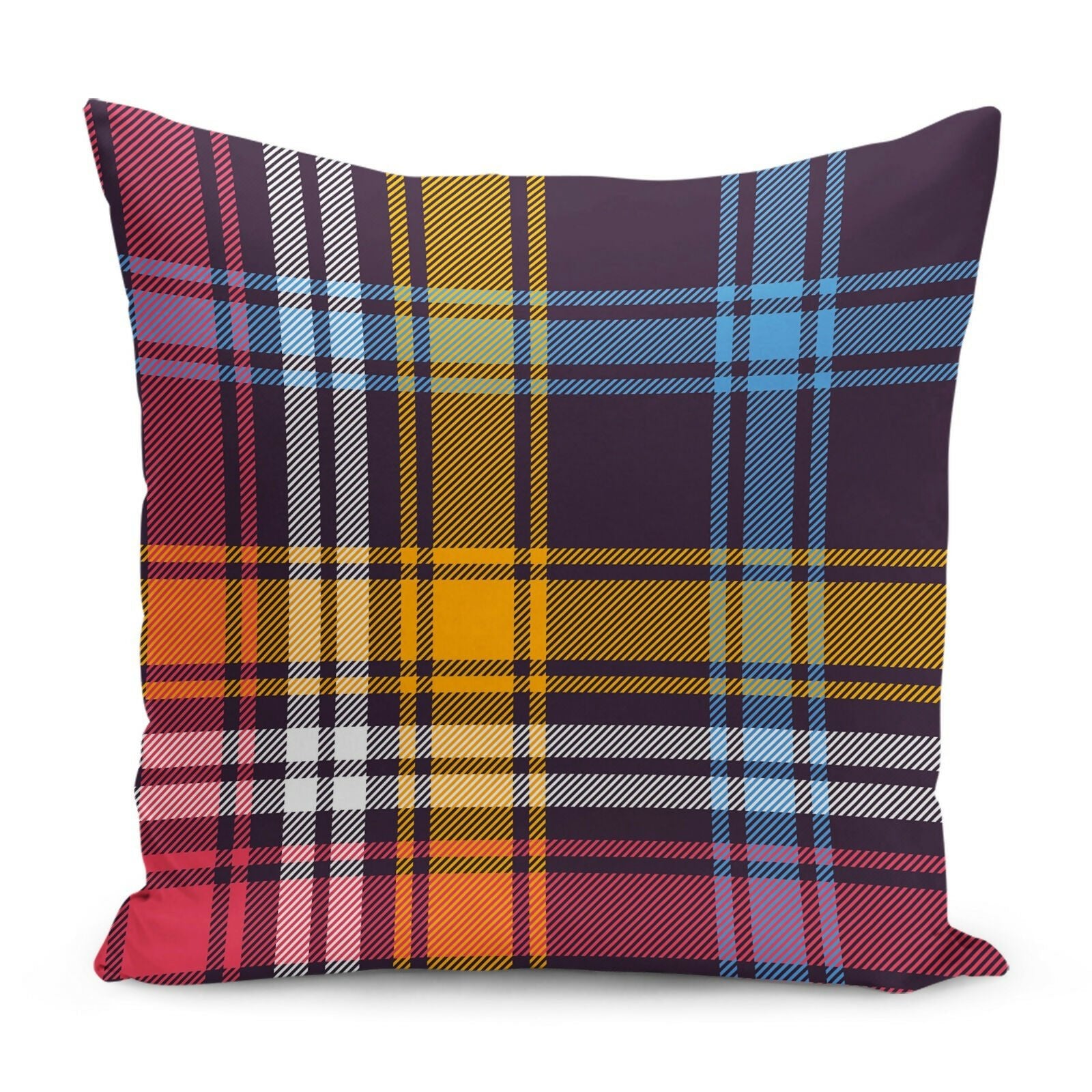 Colorful & Vibrant Home Decor - Pillow Covers Set of 2, Solid + Plaid Design - Wear Sierra
