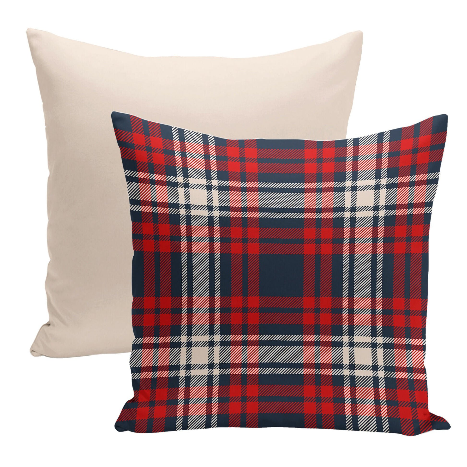 Colorful & Vibrant Home Decor - Pillow Covers Set of 2, Solid + Plaid Design - Wear Sierra