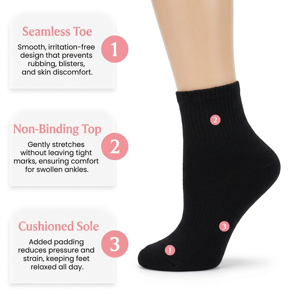 Diabetic/Arthritic Cushioned Cotton Ankle Socks 3 Pack Women Socks - Wear Sierra