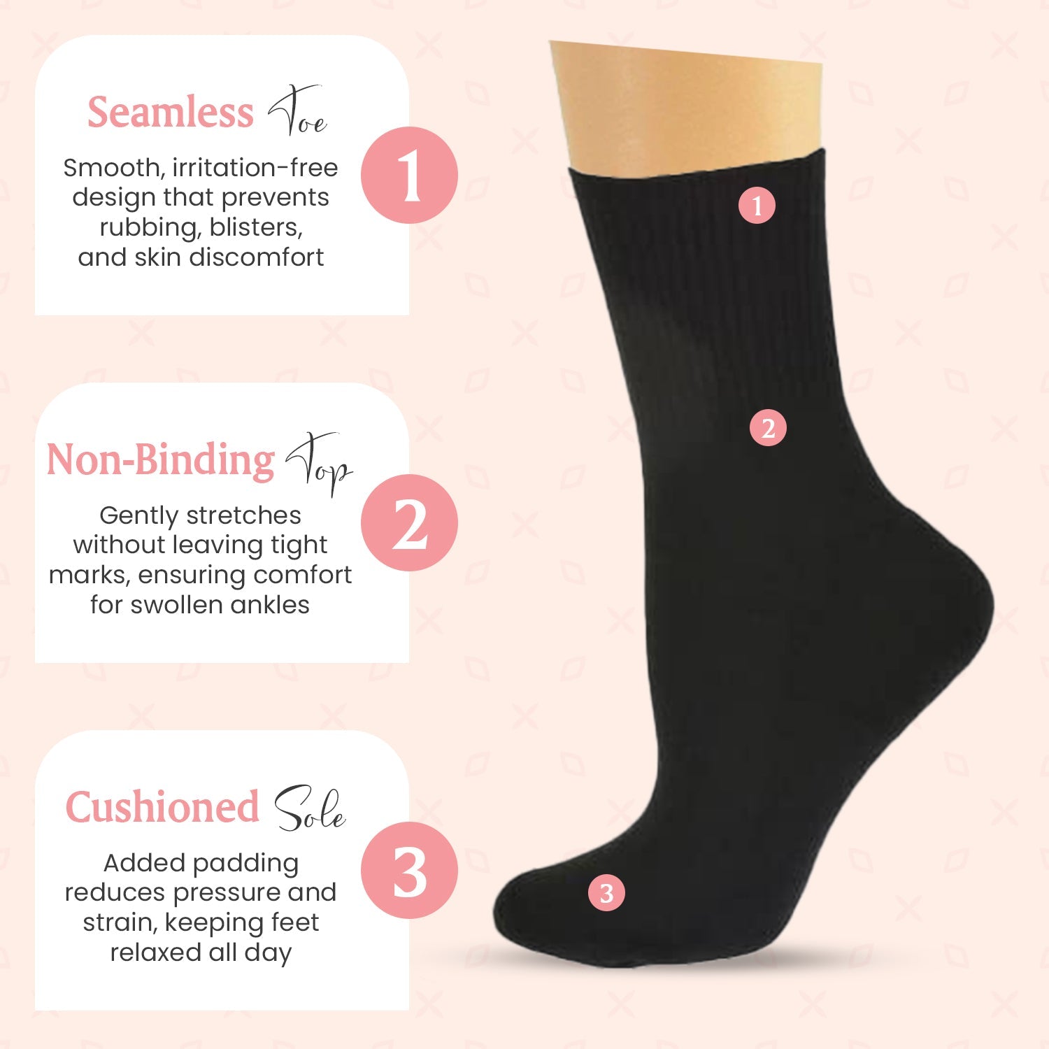 Diabetic/Arthritic Cushioned Cotton Ankle Socks 3 Pack Women Socks - Wear Sierra