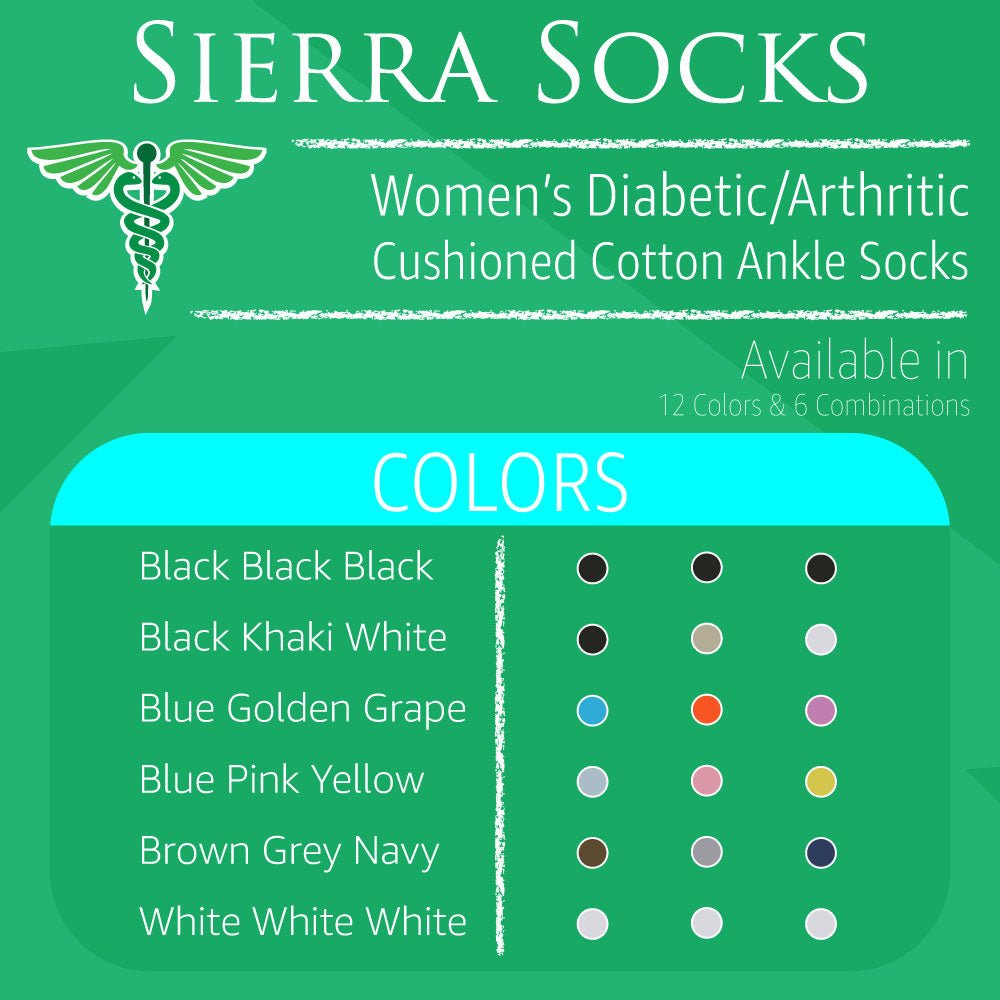 Diabetic/Arthritic Cushioned Cotton Ankle Socks 3 Pack Women Socks - Wear Sierra