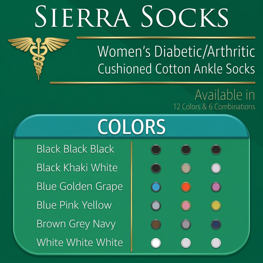 Diabetic/Arthritic Cushioned Cotton Ankle Socks 3 Pack Women Socks - Wear Sierra