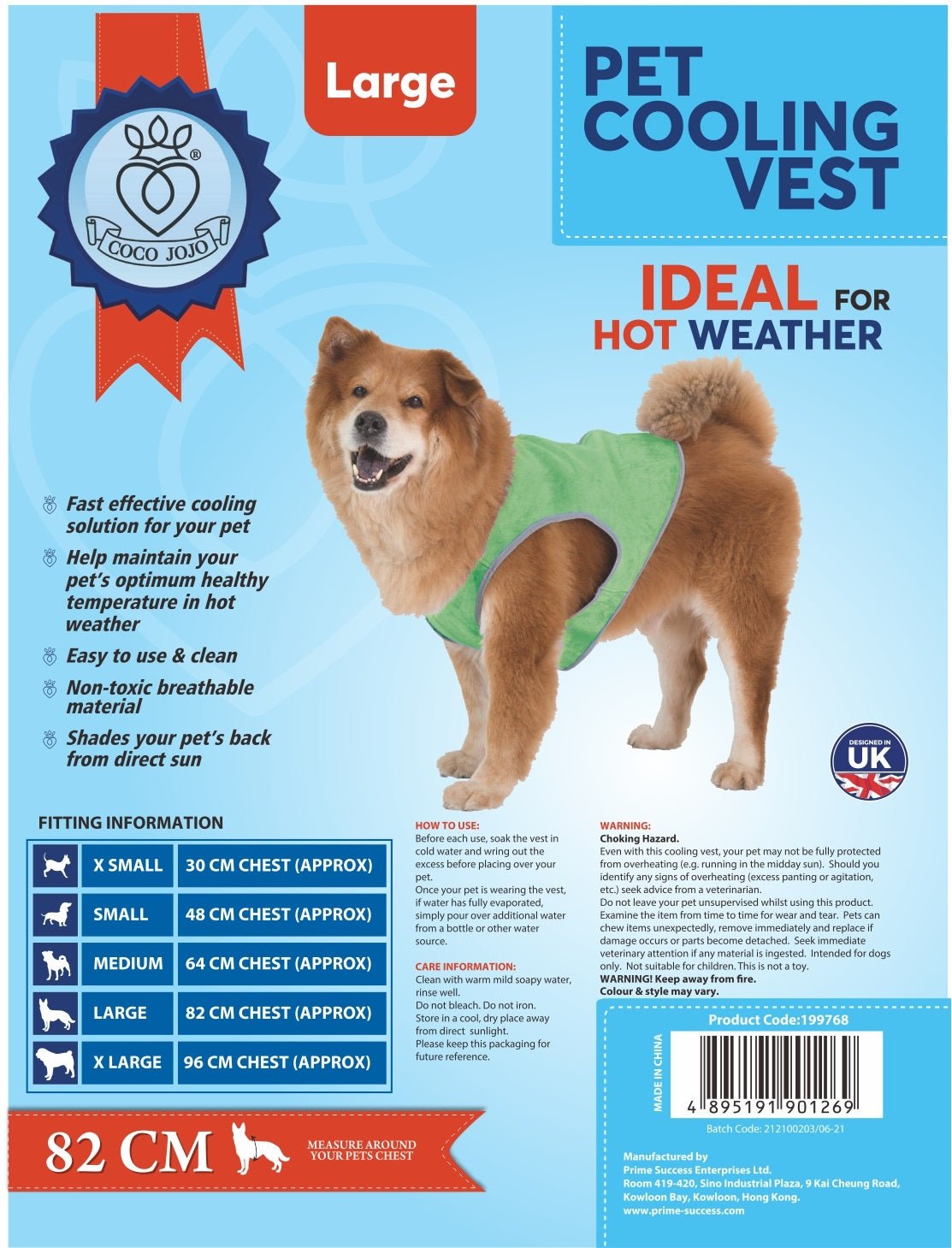 Dog Cooling Vest with Lightweight Breathable Mesh and Reflective Striping for Beach, Hiking, Walking - Wear Sierra