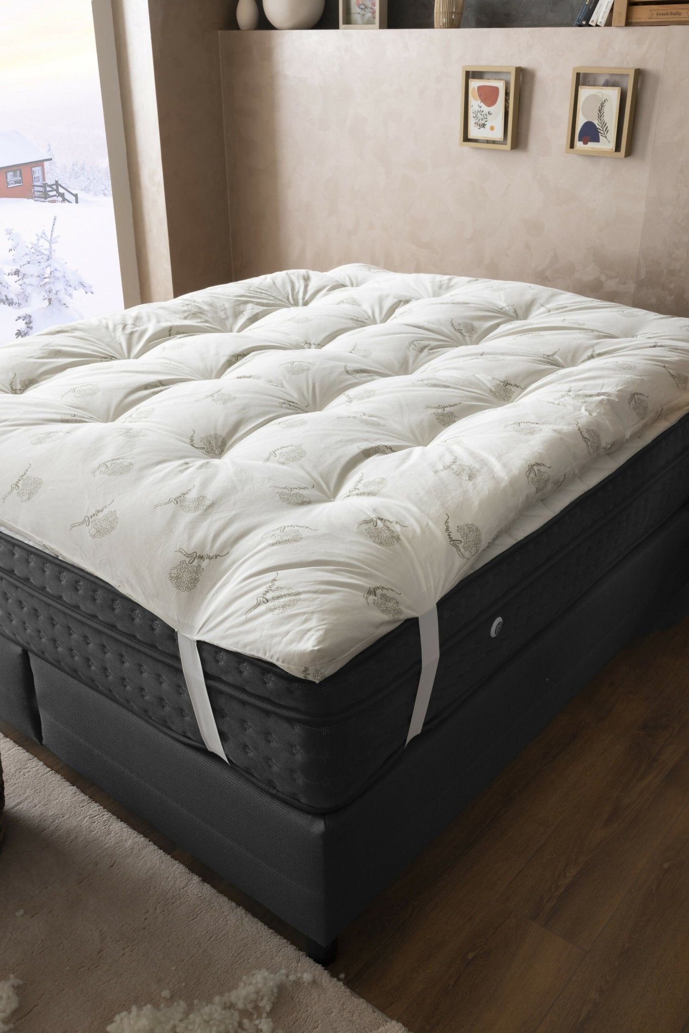 Duvetta 100% Natural New Zealand Merino Wool Mattress Topper – 3" Thick Pillow Top (King) - Wear Sierra