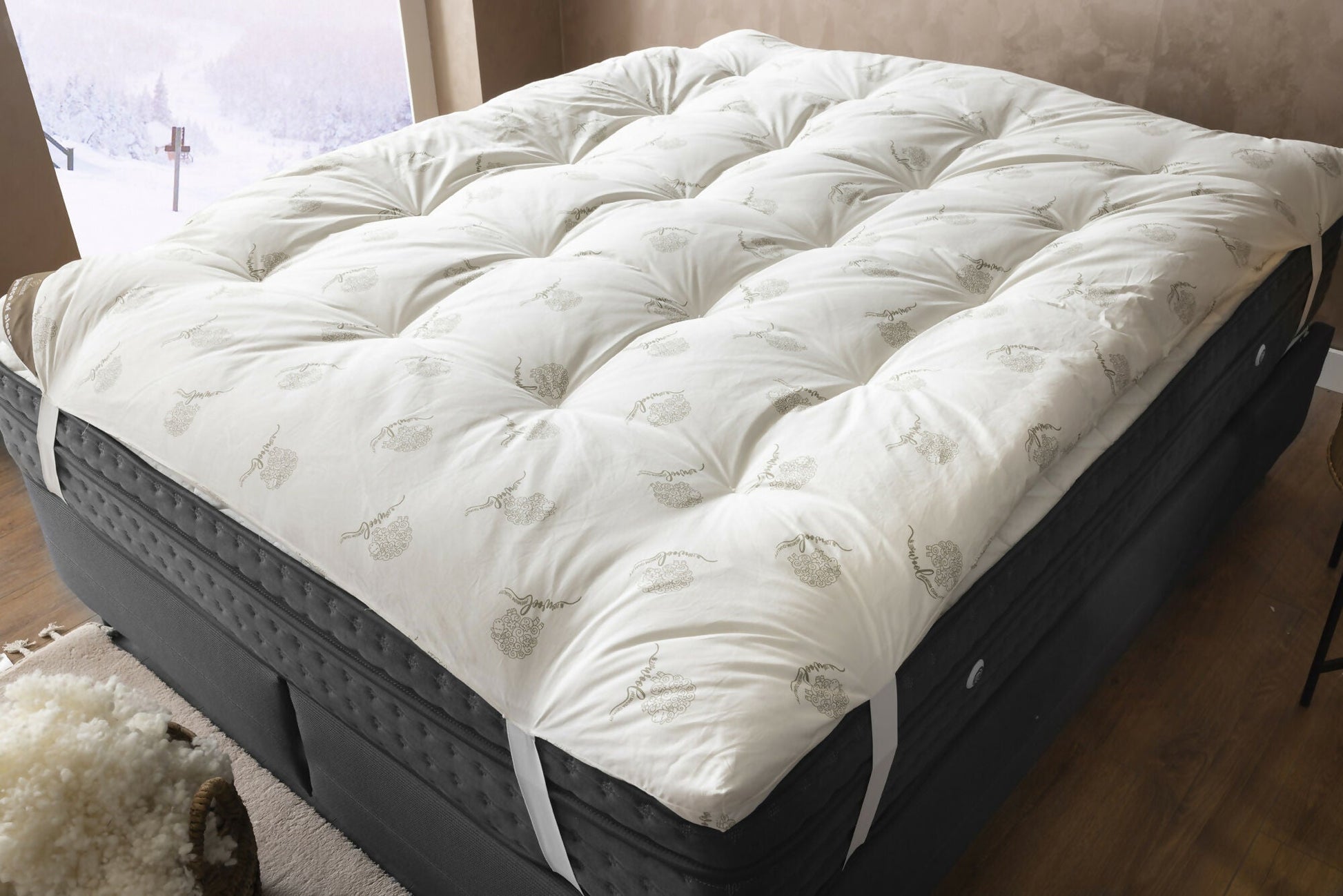 Duvetta 100% Natural New Zealand Merino Wool Mattress Topper – 3" Thick Pillow Top (Queen) - Wear Sierra