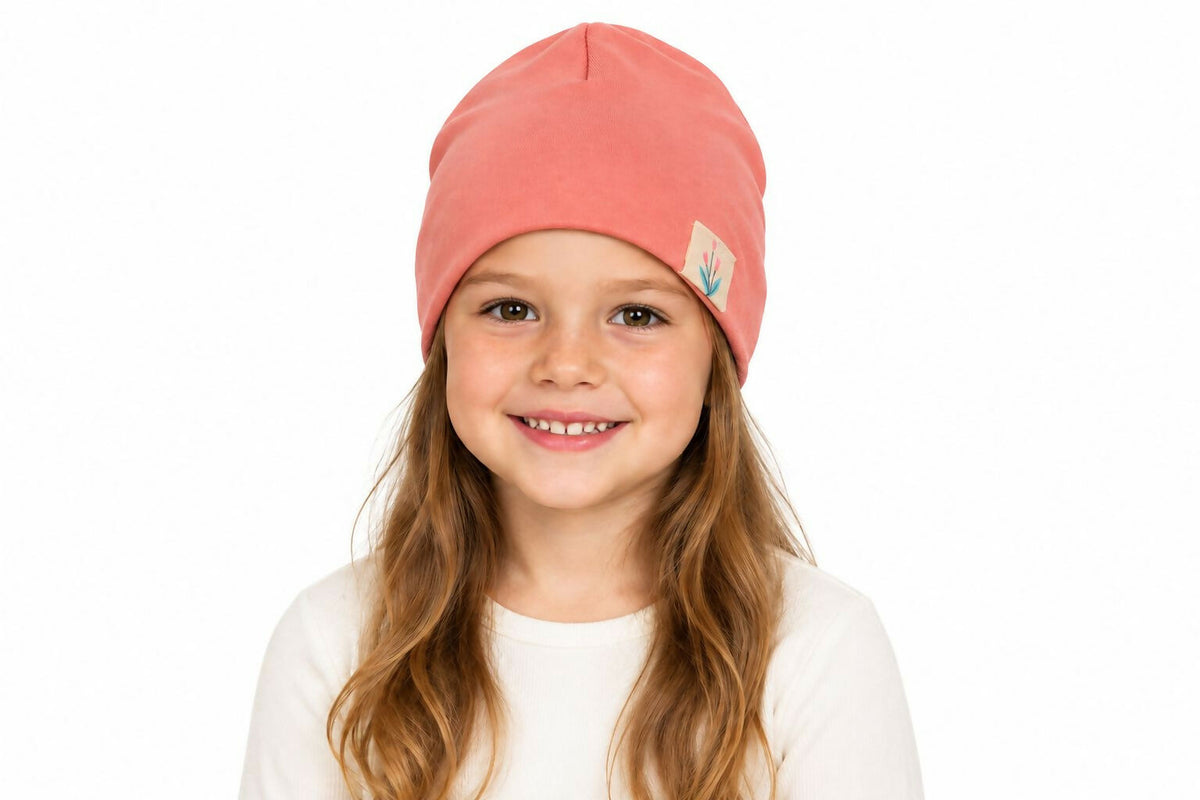 Girls Basic Cotton Beanie For Spring and Winter, Ages 4-8