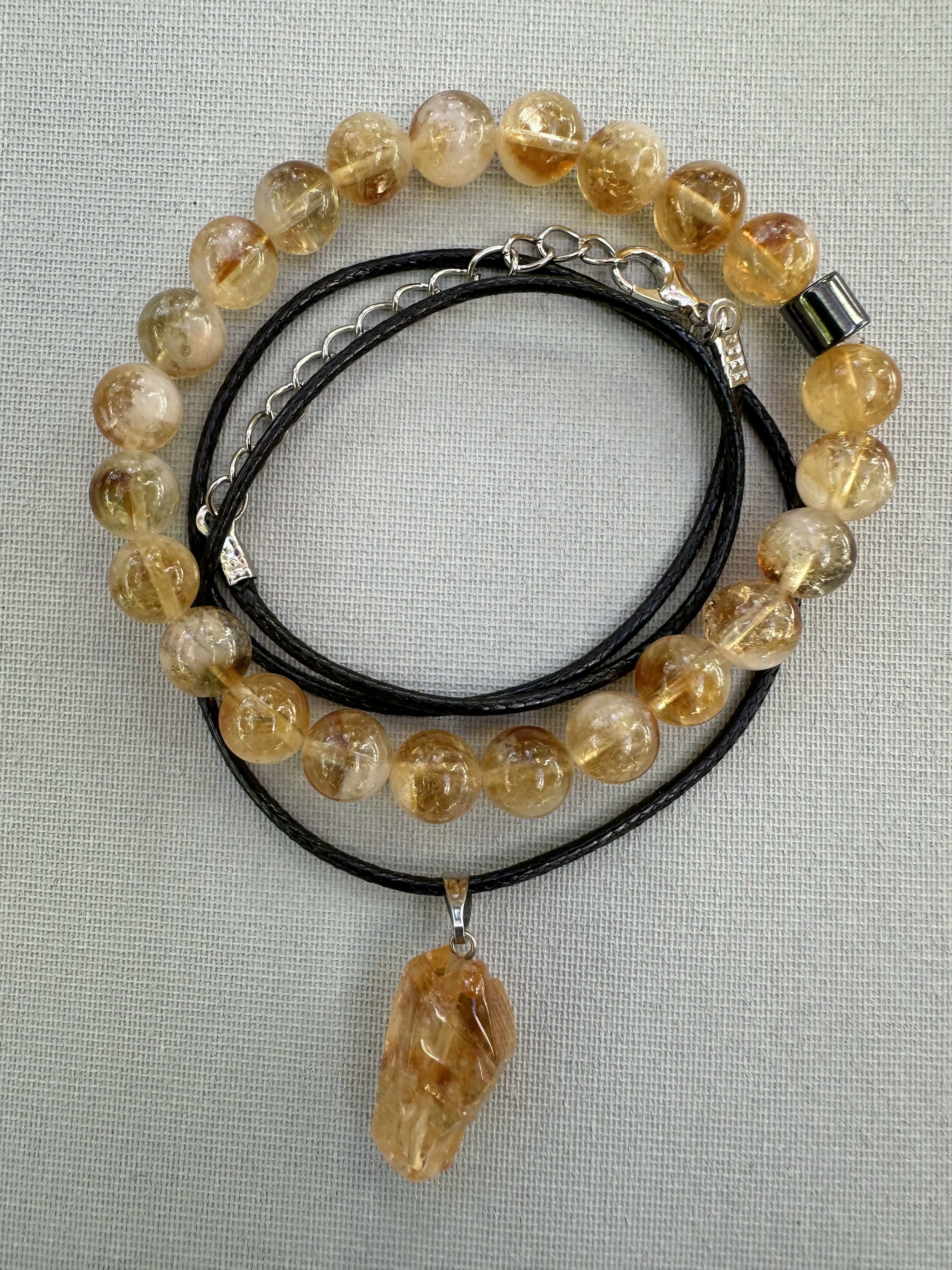 Citrine Natural Stone Bracelet with Matching Necklace