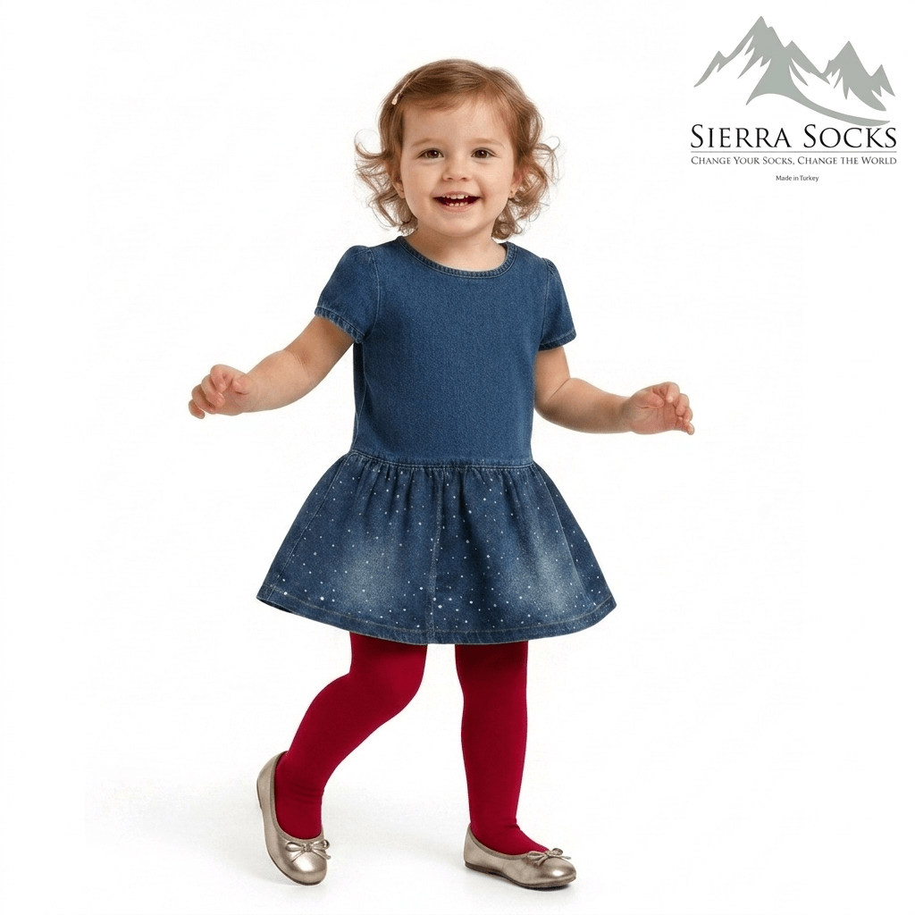 Flat-Knit Tights for Girls for School Uniforms, Daily Wear Legwear - Wear Sierra