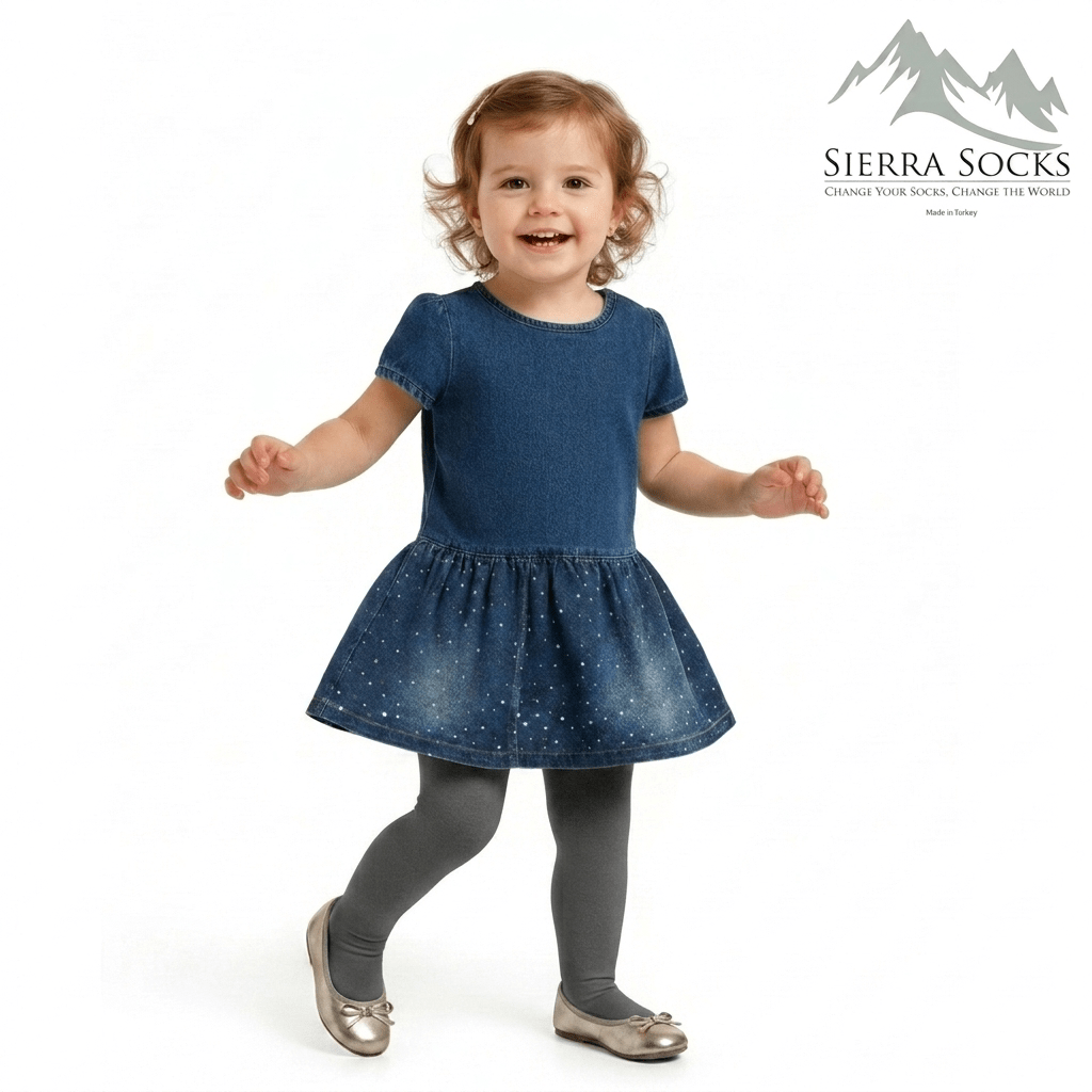 Flat-Knit Tights for Girls for School Uniforms, Daily Wear Legwear - Wear Sierra