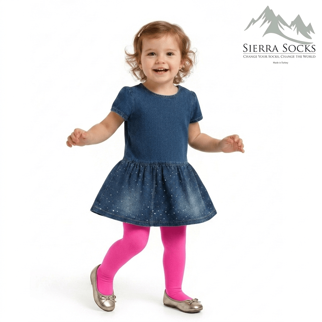 Flat-Knit Tights for Girls for School Uniforms, Daily Wear Legwear - Wear Sierra
