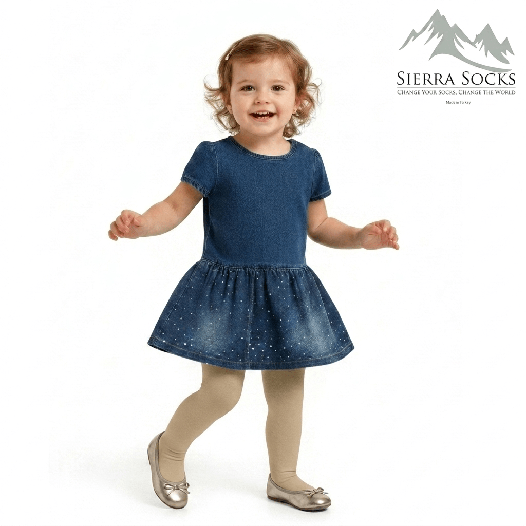 Flat-Knit Tights for Girls for School Uniforms, Daily Wear Legwear - Wear Sierra