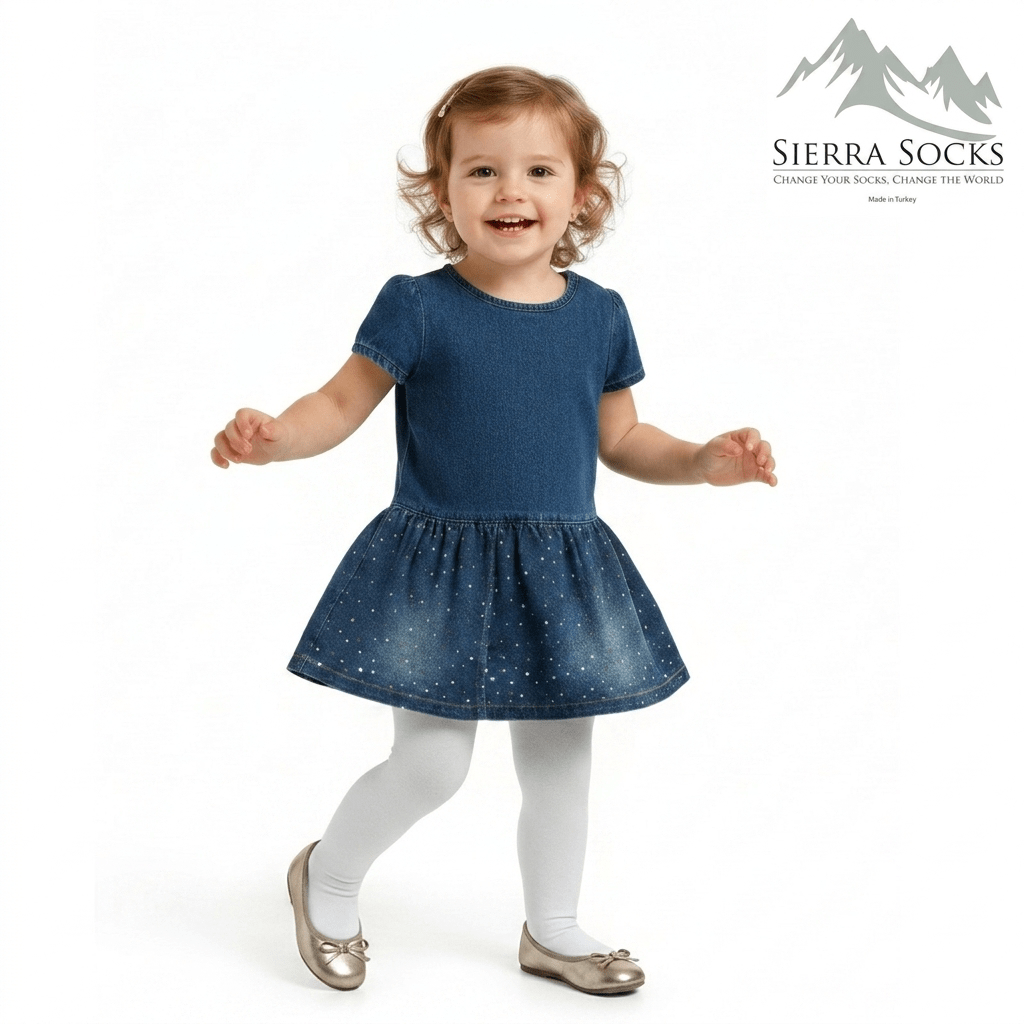 Flat-Knit Tights for Girls for School Uniforms, Daily Wear Legwear - Wear Sierra