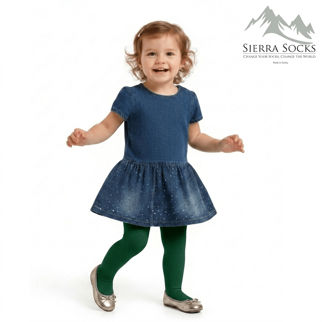Flat-Knit Tights for Girls for School Uniforms, Daily Wear Legwear - Wear Sierra