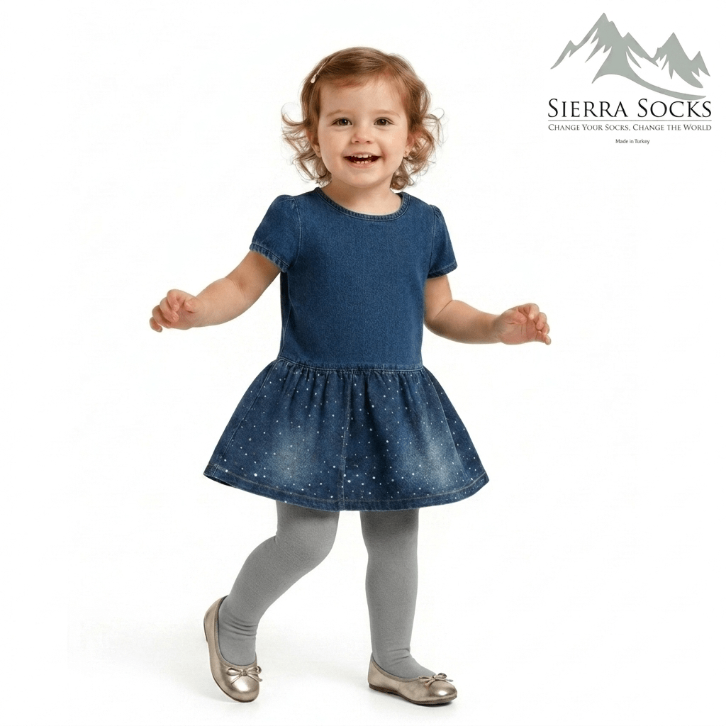 Flat-Knit Tights for Girls for School Uniforms, Daily Wear Legwear - Wear Sierra