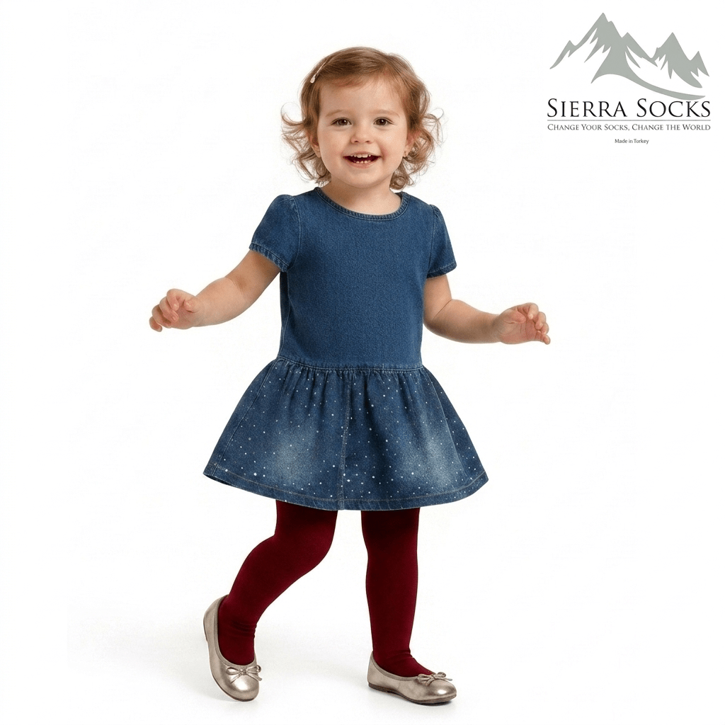 Flat-Knit Tights for Girls for School Uniforms, Daily Wear Legwear - Wear Sierra