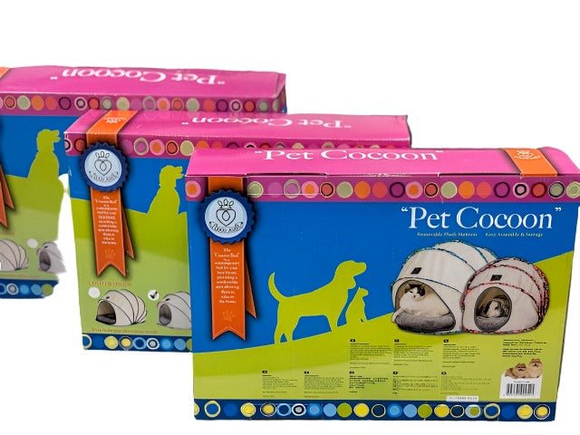 Foldable / Pop Up Cocoon Cave for Dogs, Cats and Companion Animals with Removable Cushion and Convenient Travel Carry Bag, Dog and Cat House with Bed - Wear Sierra