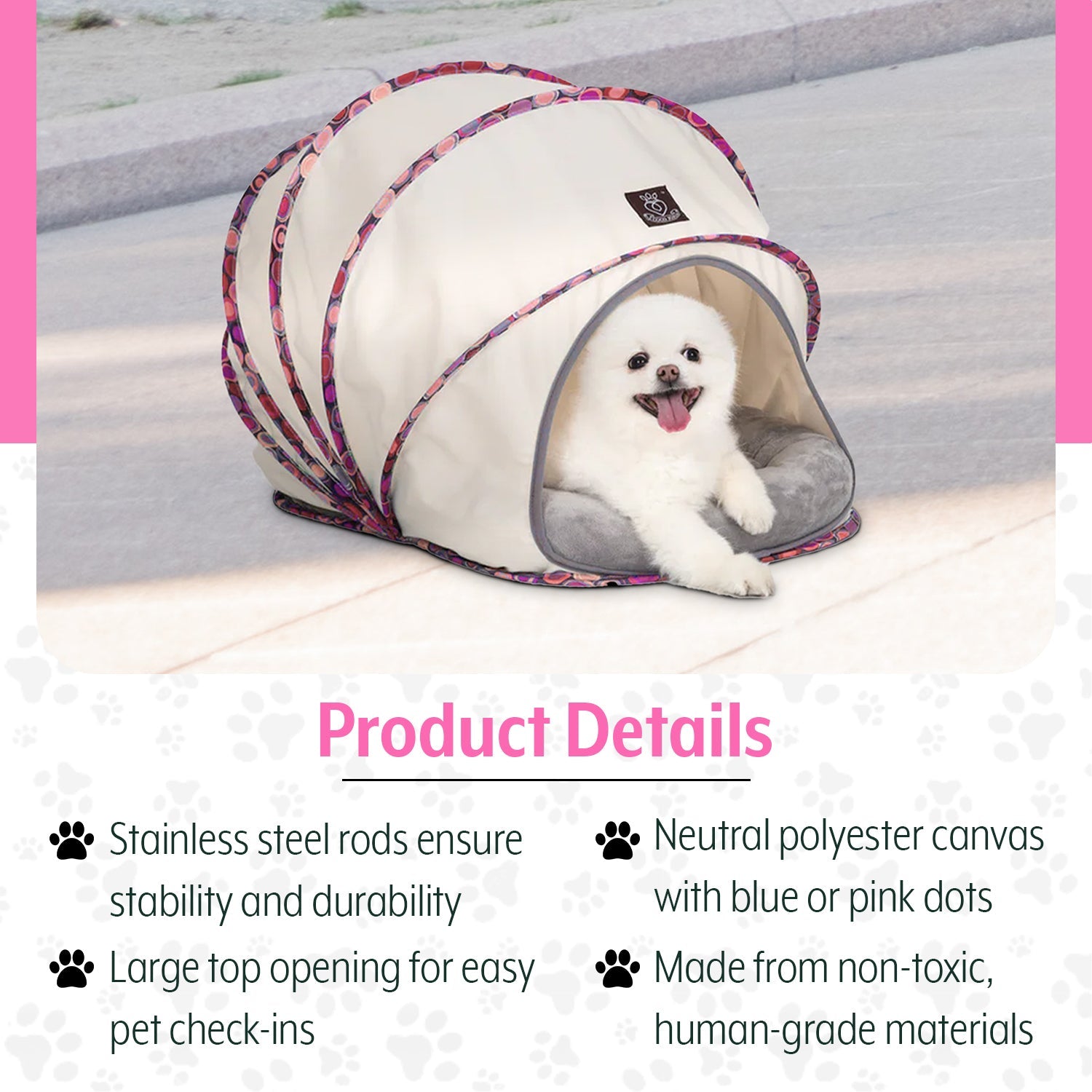 Foldable / Pop Up Cocoon Cave for Dogs, Cats and Companion Animals with Removable Cushion and Convenient Travel Carry Bag, Dog and Cat House with Bed - Wear Sierra