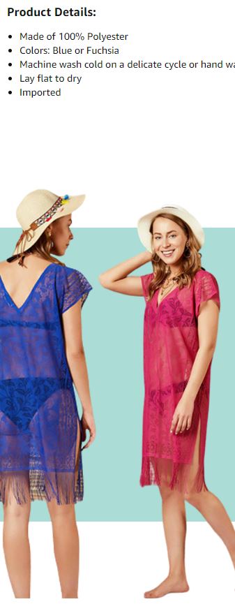Buy blue Elia Women&#39;s Cover-Up Beach Dress - Great for the Beach, Pool and Lake