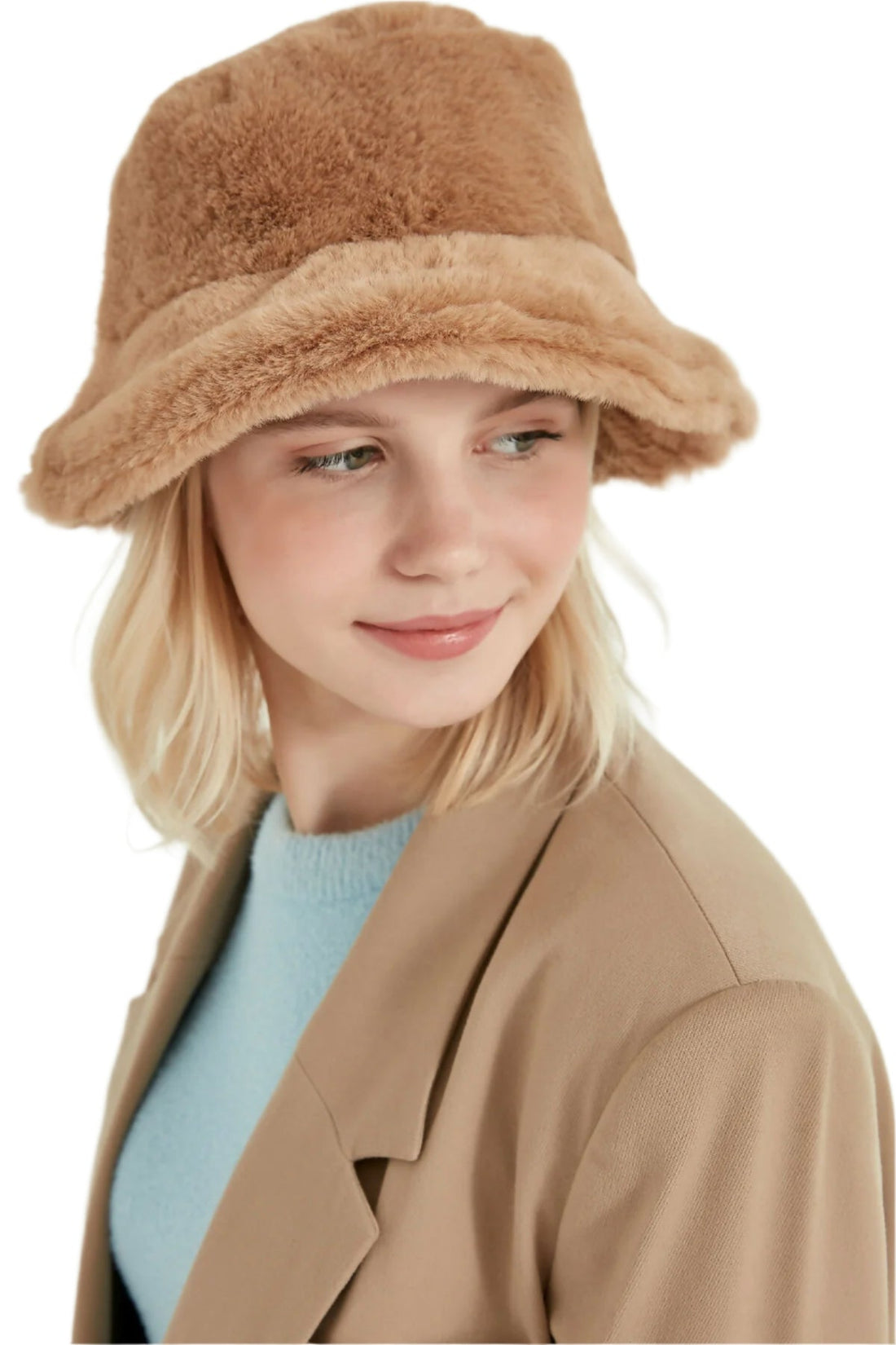 Fuzzy, Plush Bucket Hat for Youth and Teens - Great for Fall & Winter - Wear Sierra