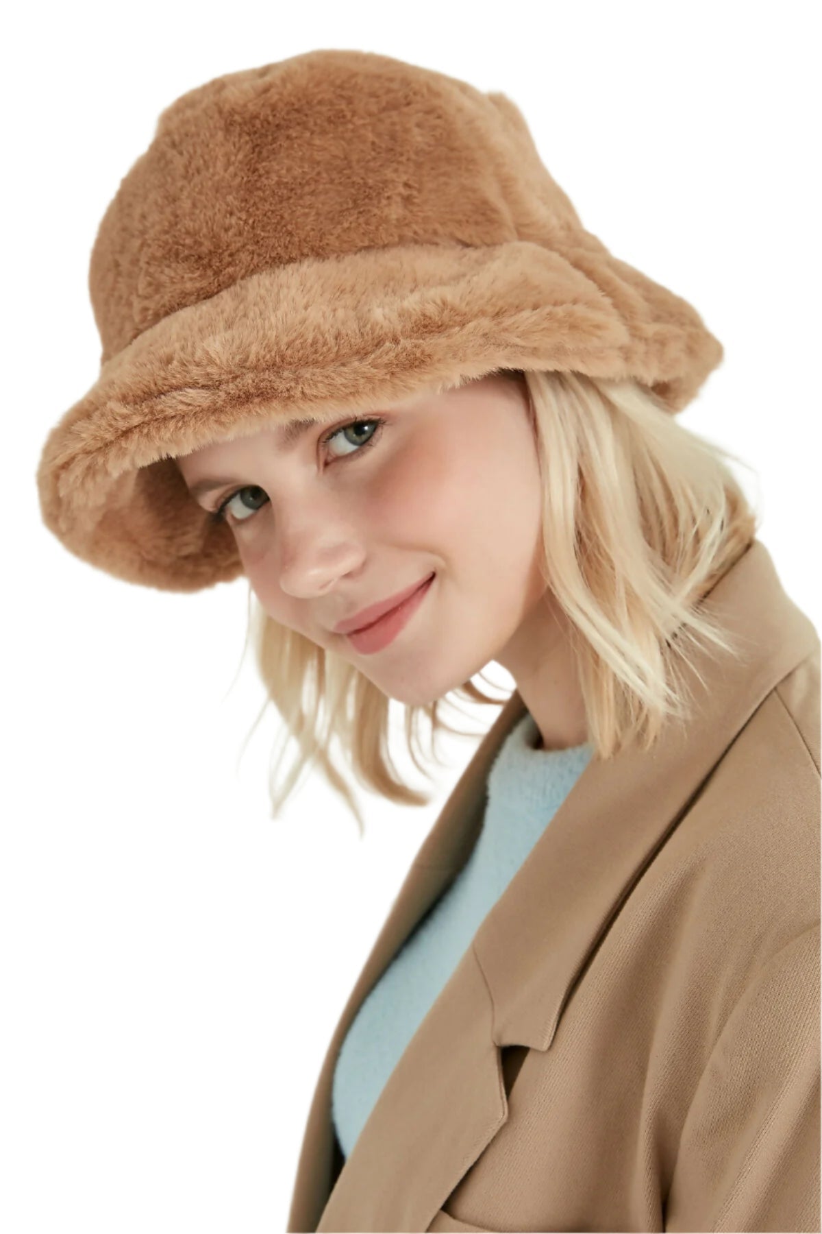 Fuzzy, Plush Bucket Hat for Youth and Teens - Great for Fall & Winter - Wear Sierra