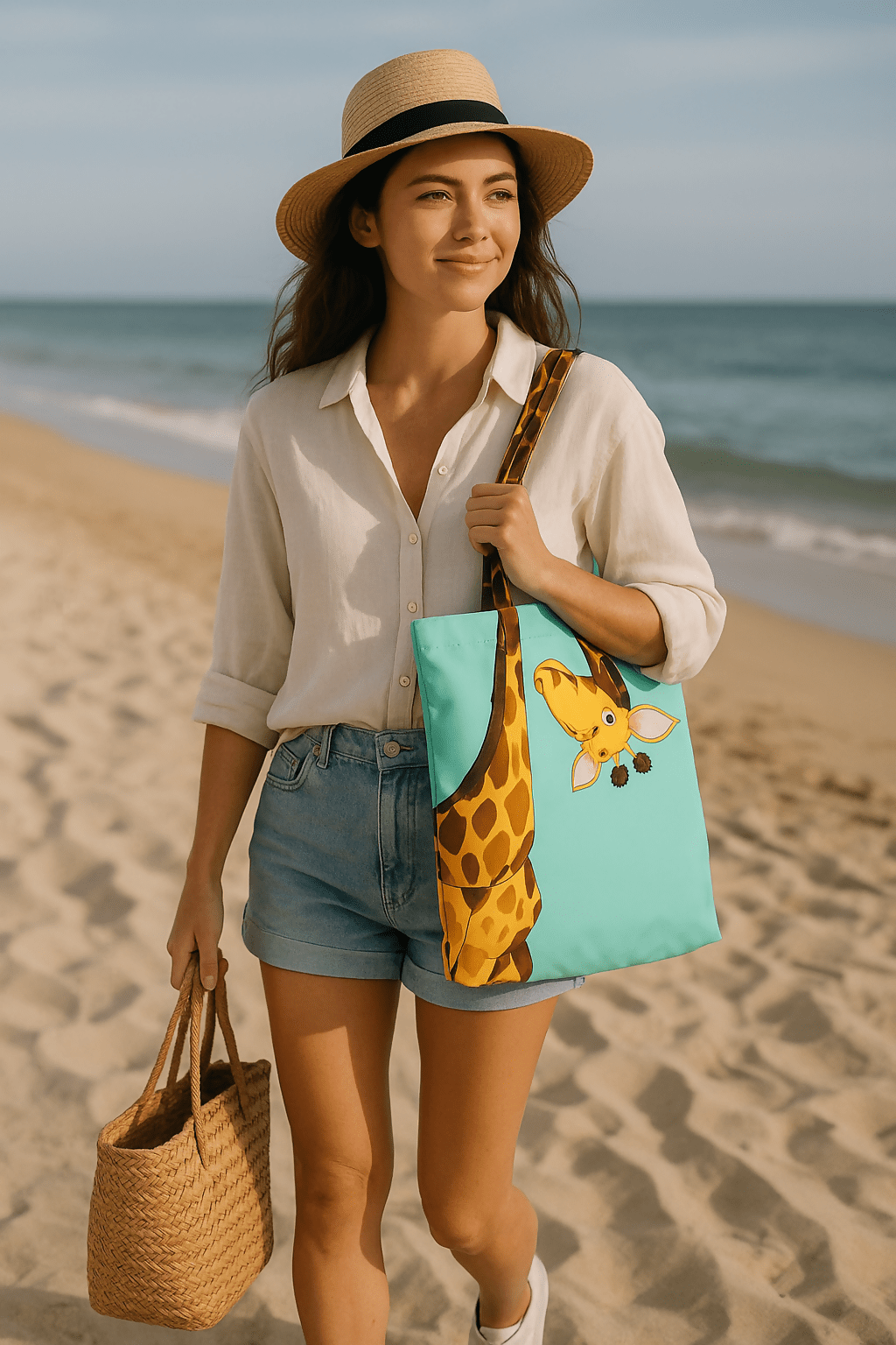 Giraffe Patterned Tote Bag - Great for a Day at the Lake, Pool or Beach - Wear Sierra