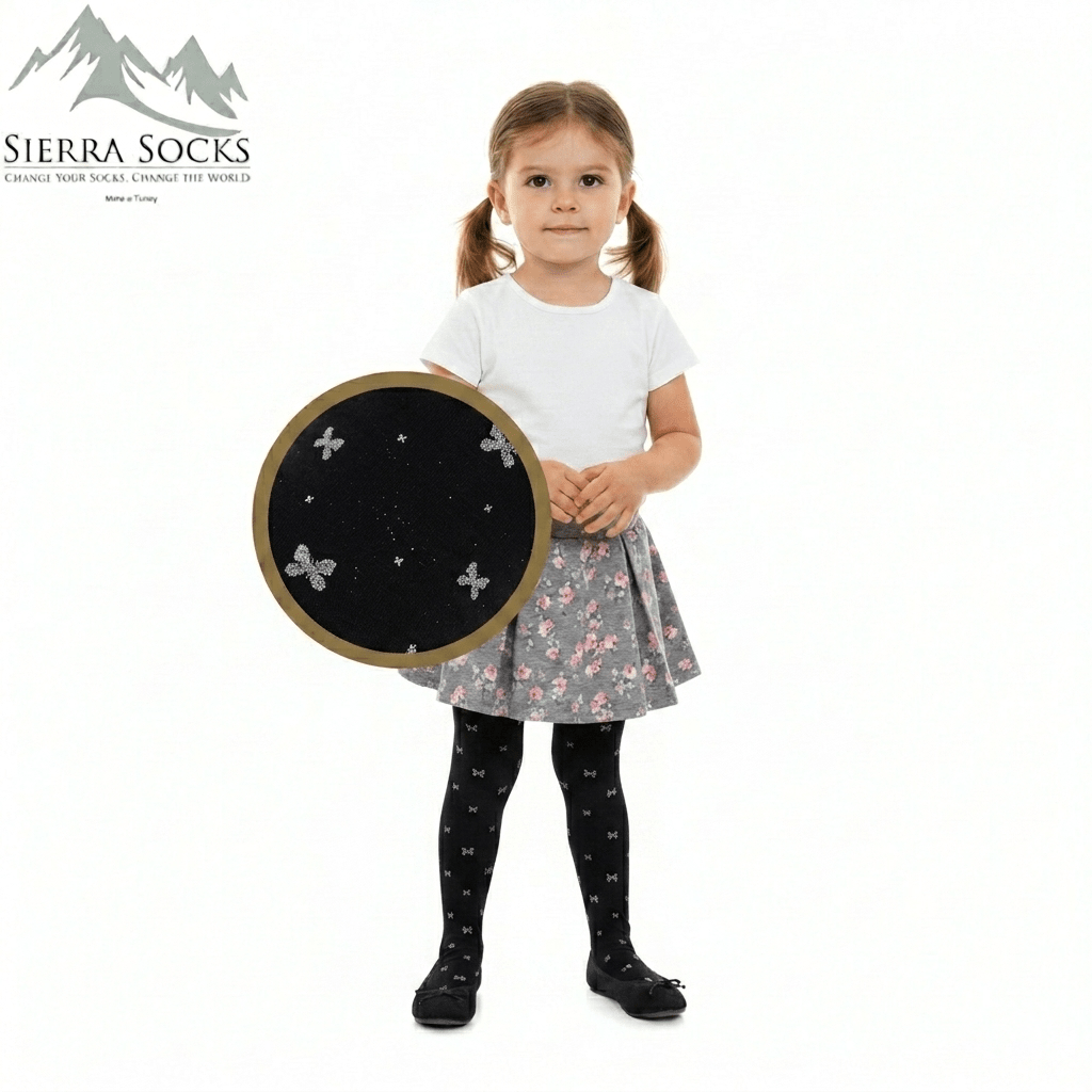 Girl's Bow Patterned Tights - Infant to Teen Sizes - Wear Sierra