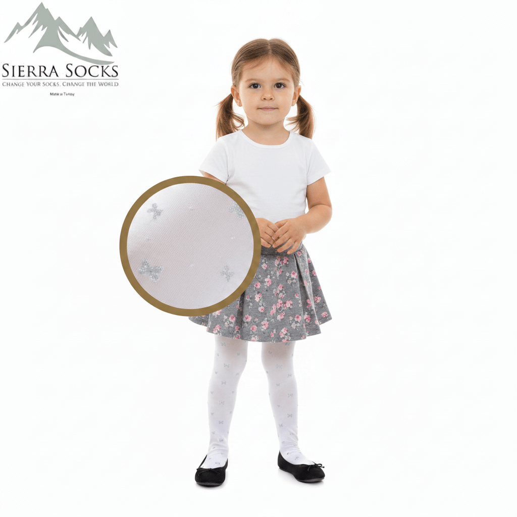 Girl's Bow Patterned Tights - Infant to Teen Sizes - Wear Sierra