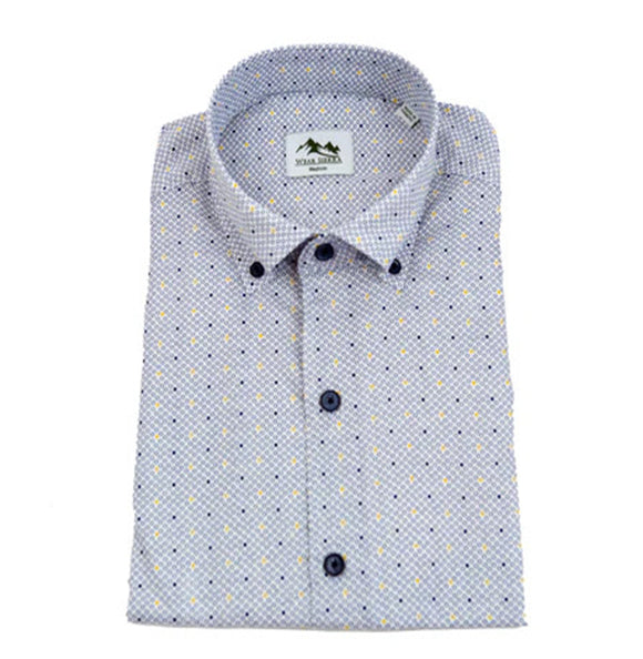 Wear Sierra Top Shelf Men's Cotton Short Sleeve Button Down Shirt White Dots