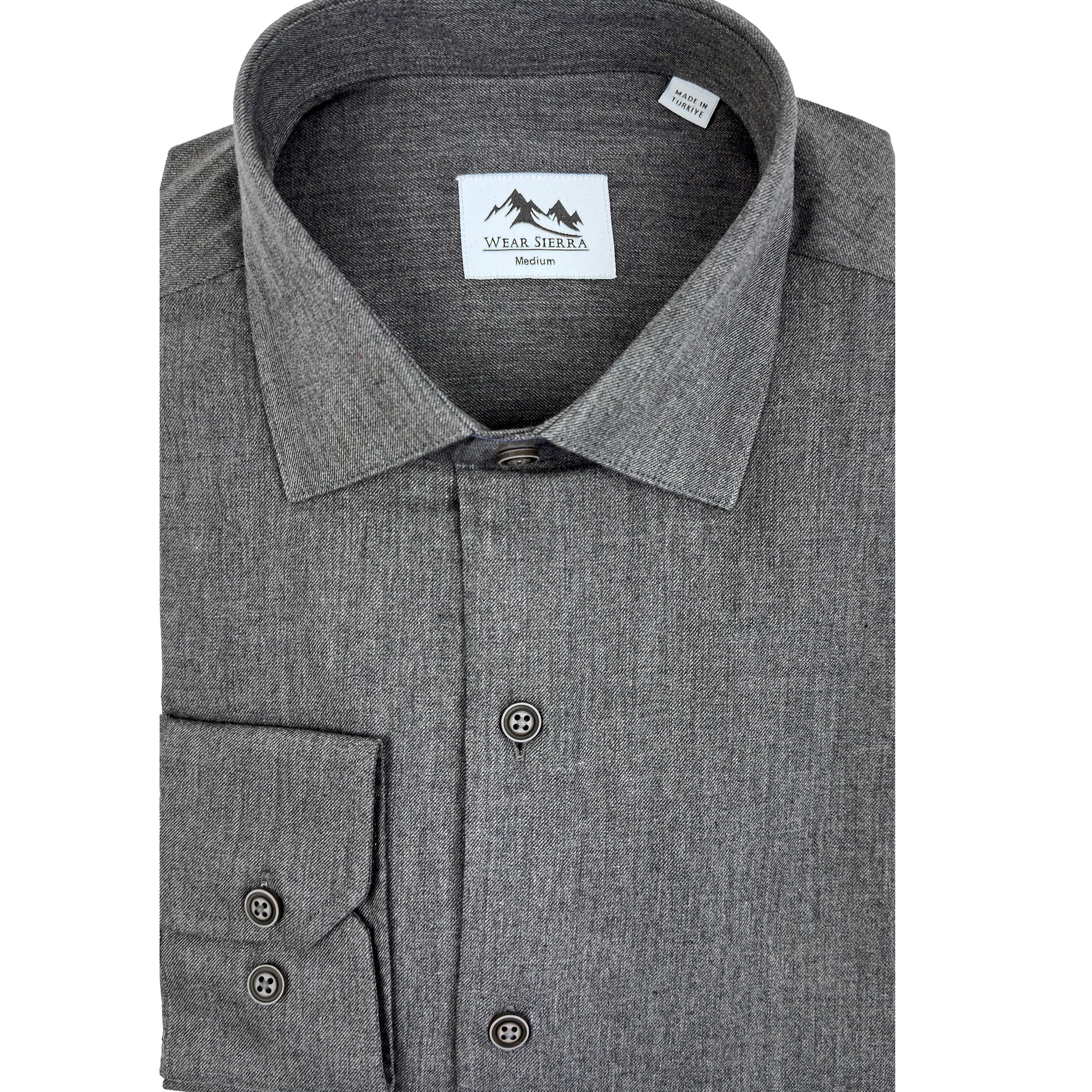 Wear Sierra Top Shelf Men's Turkish Cotton Long Sleeve Button Up Shirt in Classic Gray, Casual Friday Shirt for Men