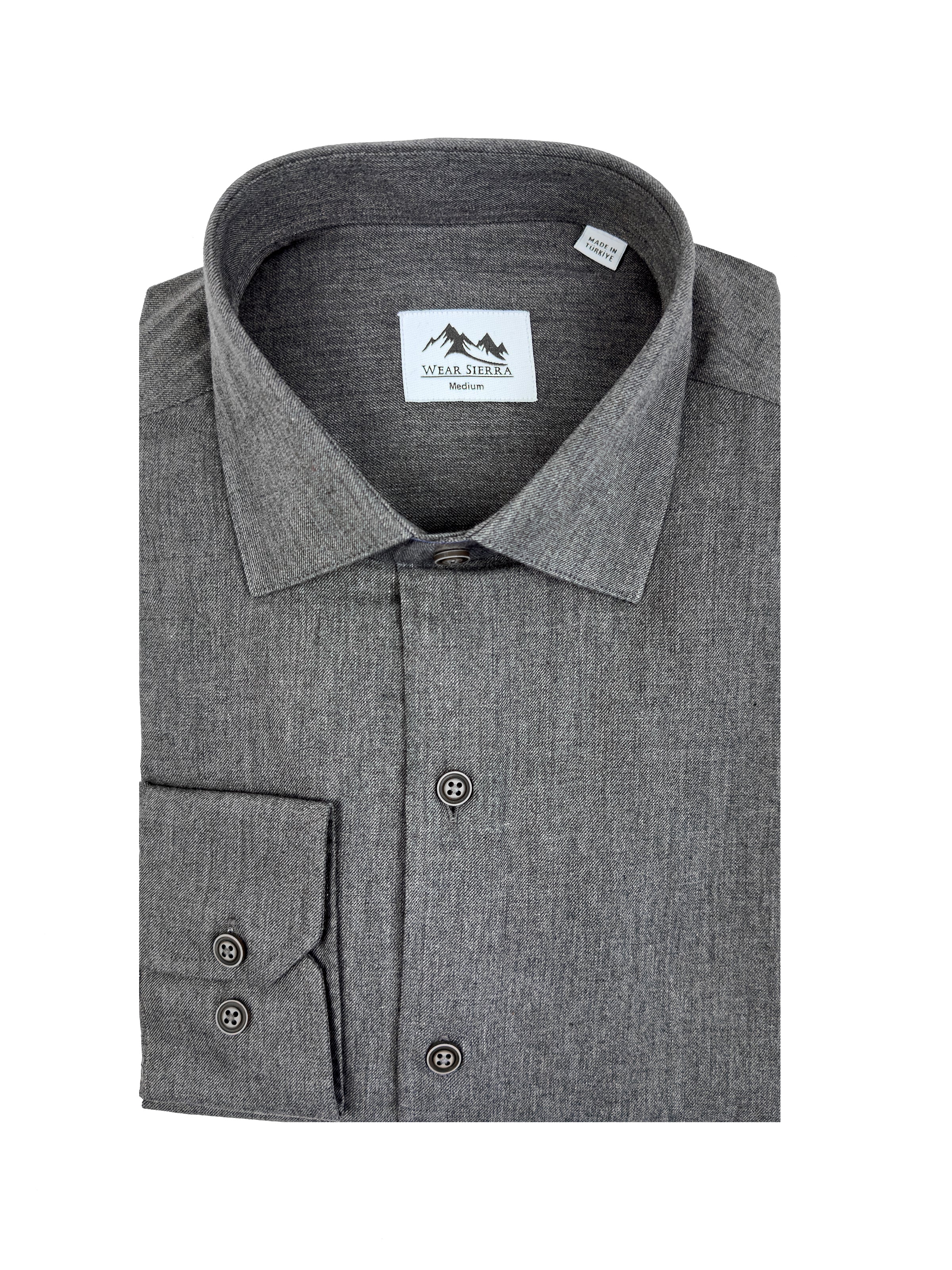 Wear Sierra Top Shelf Men's Turkish Cotton Long Sleeve Button Up Shirt in Classic Gray, Casual Friday Shirt for Men