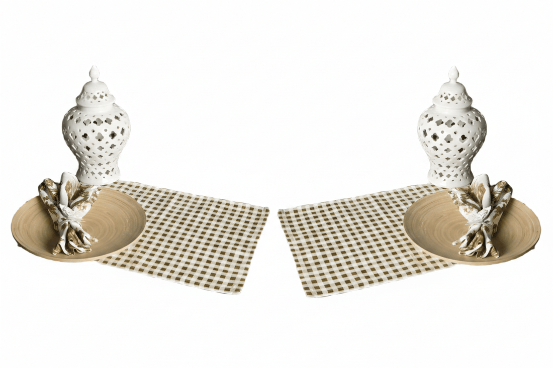 Green Checkered Retro-Printed Placemat Set of 2 - Vintage Inspired Decor - Wear Sierra