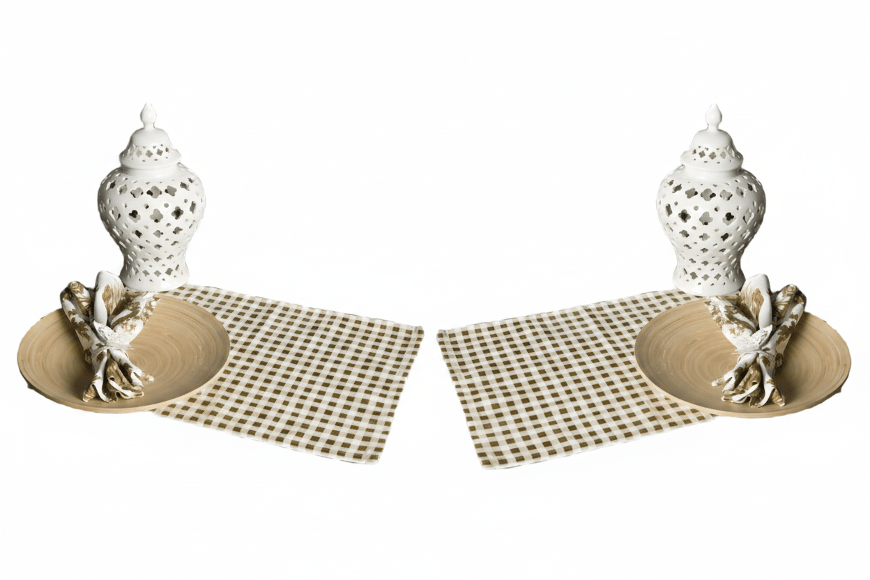 Green Checkered Retro-Printed Placemat Set of 2 - Vintage Inspired Decor - Wear Sierra
