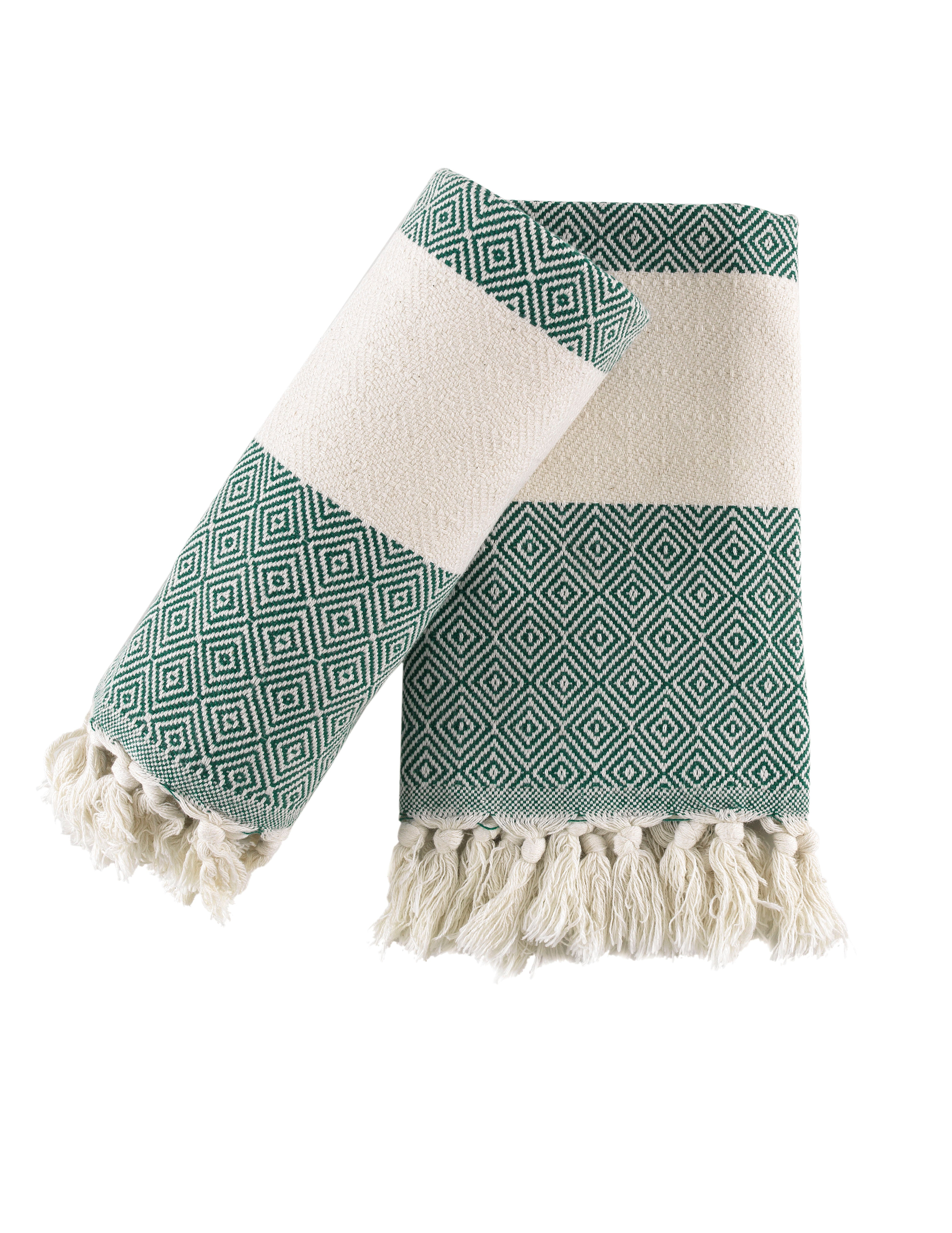 Turkish Hand Towels Set of 2 Decorative Towels for Bathroom and Kitchen - Soft, Absorbent and Quick Dry Farmhouse Towels for Hands, Hair and Face