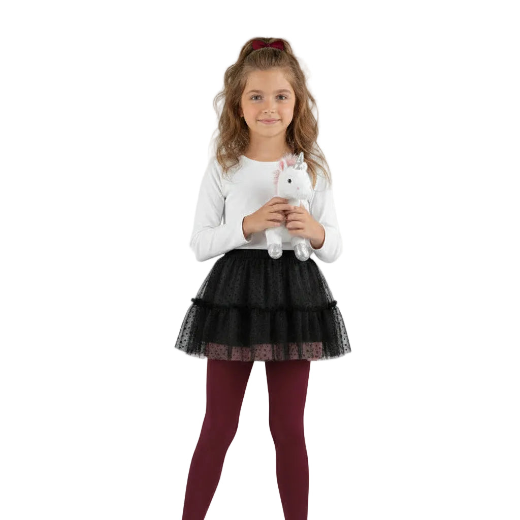 Nylon Tights for Girls in Maroon - Perfect for School Uniforms, Dance in 1 Pair Packs