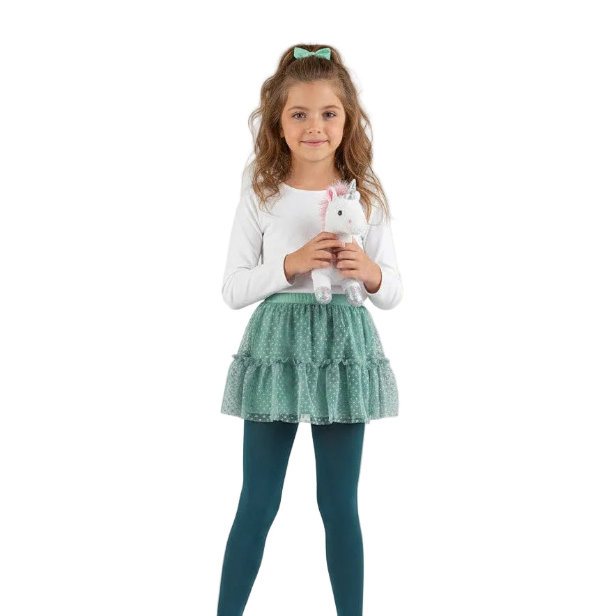 Nylon Tights for Girls in Green - Perfect for School Uniforms, Dance in 1 Pair Packs