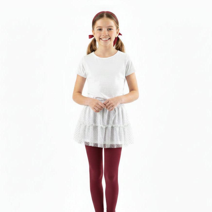 Nylon Tights for Girls in Maroon - Perfect for School Uniforms, Dance in 1 Pair Packs