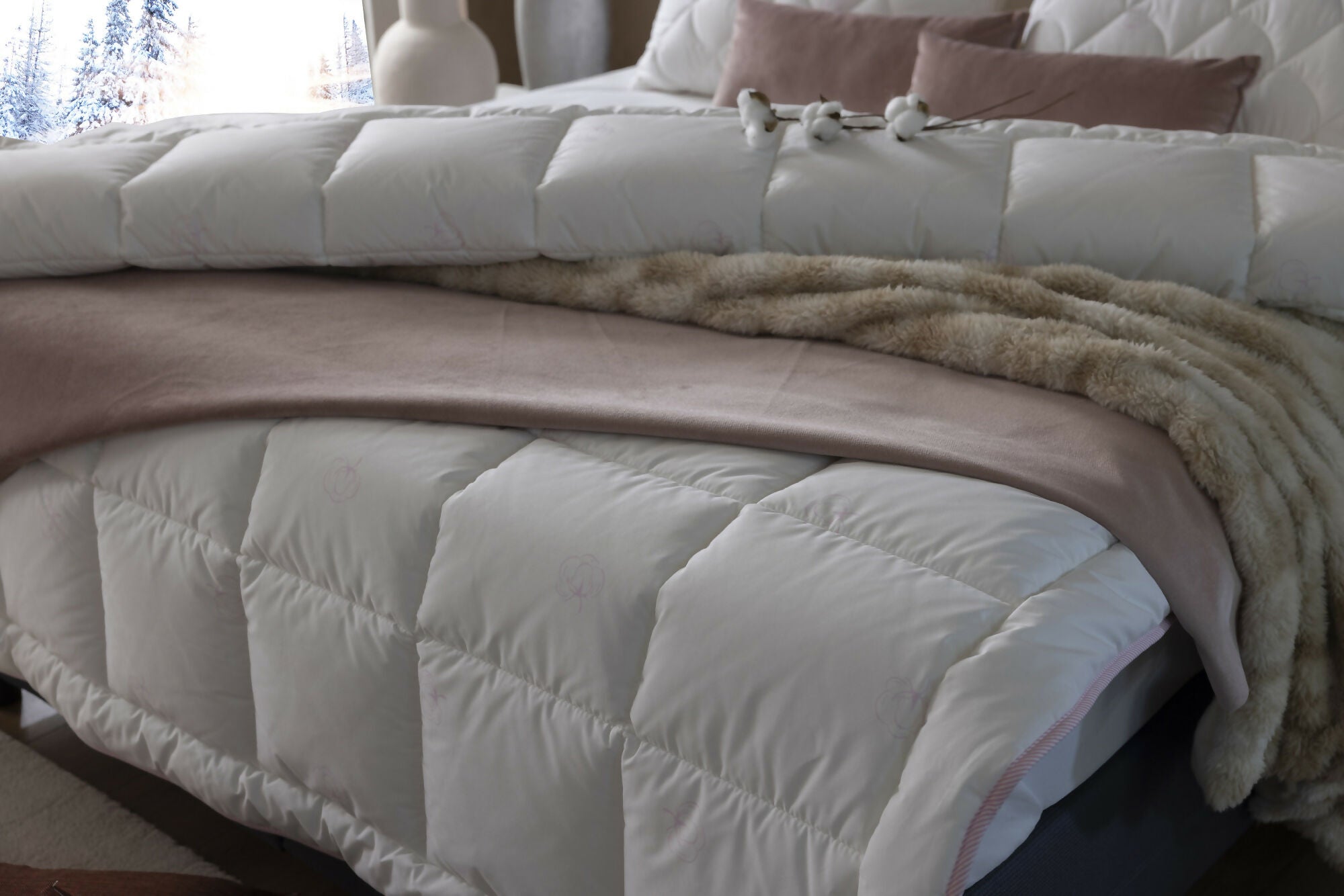 Duvetta 100% Cotton Comforter with Cotton Fabric Cover Premium Quality Cotton -All Season Useable- Duvet-Medium Weight Quilt (King U.S. Standard)