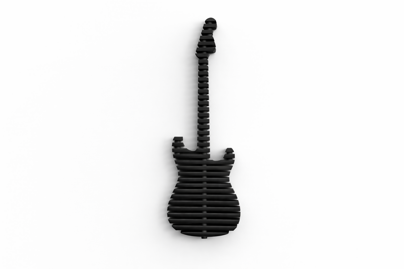 Parametric 3D Black Guitar Wall Decor Modern Sculptural Wall Art Contemporary Architectural Wall Decor for Living Room, Office & Commercial Interiors