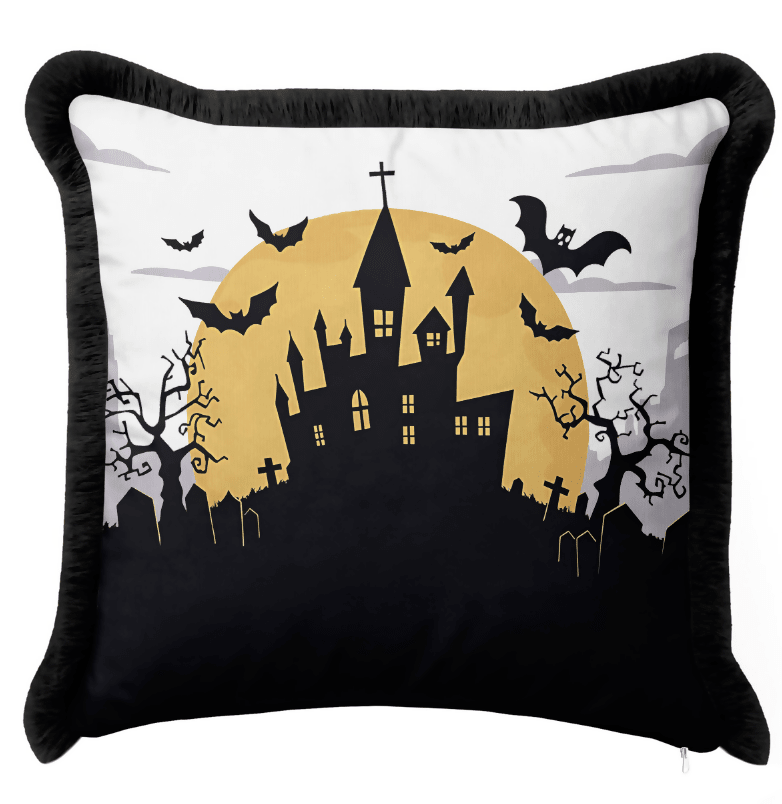 Halloween Themed Fringed Pillow Covers – Holiday Dining or Living Room Decoration - Wear Sierra