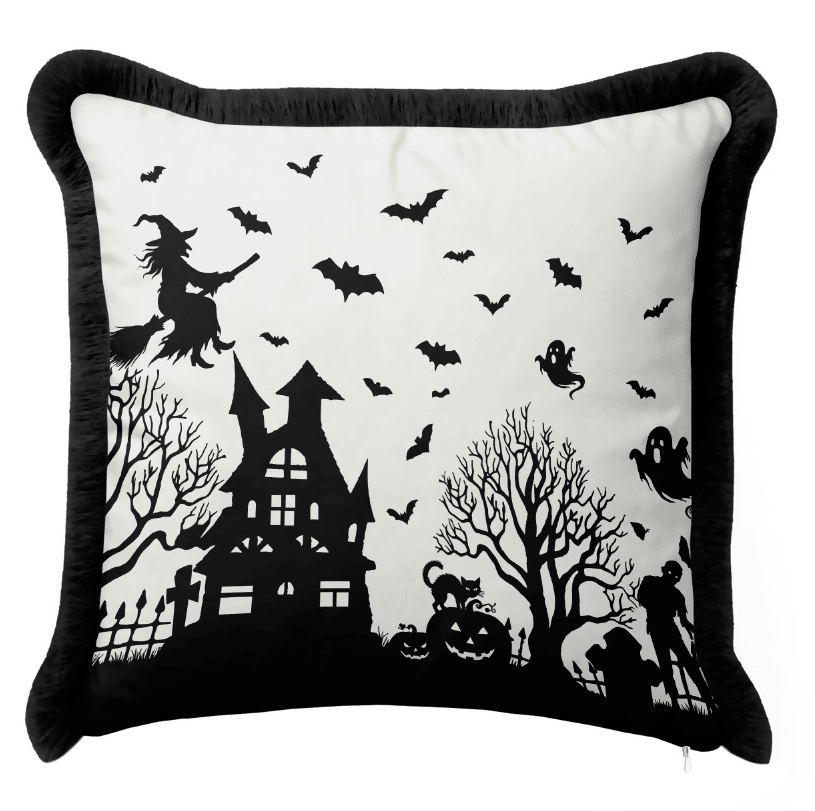 Halloween Themed Fringed Pillow Covers – Holiday Dining or Living Room Decoration - Wear Sierra
