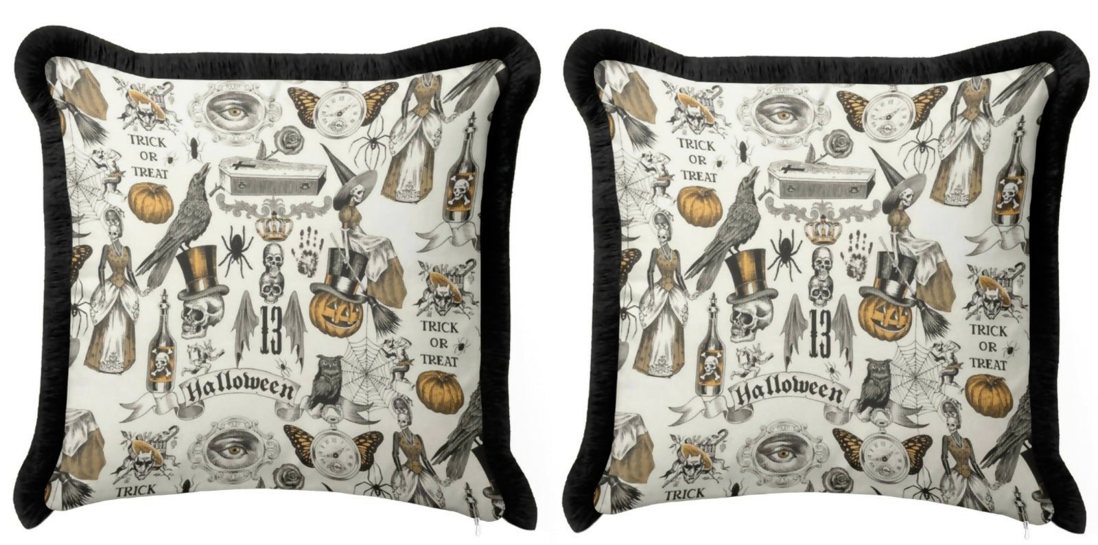 Halloween Themed Pillow Cover Set With Tassels – Holiday or Living Room Decoration - Wear Sierra