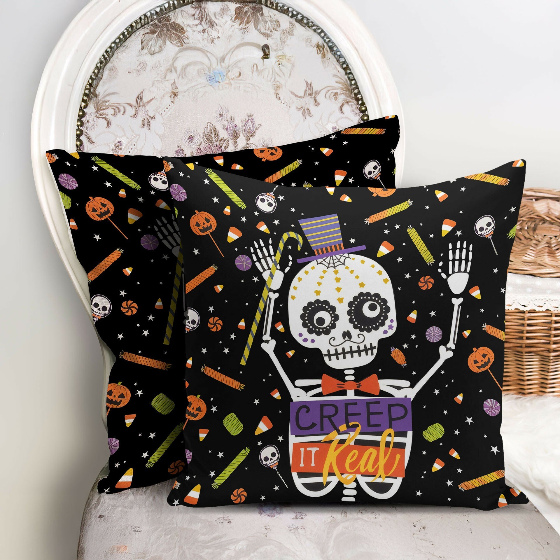 Halloween Themed Pillow Covers – Holiday Dining or Living Room Decoration - Wear Sierra