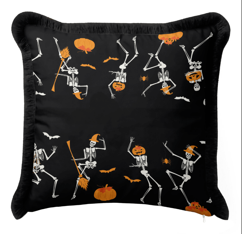 Halloween Themed Pillow Covers With Fringes – Holiday Dining or Living Room Decoration - Wear Sierra