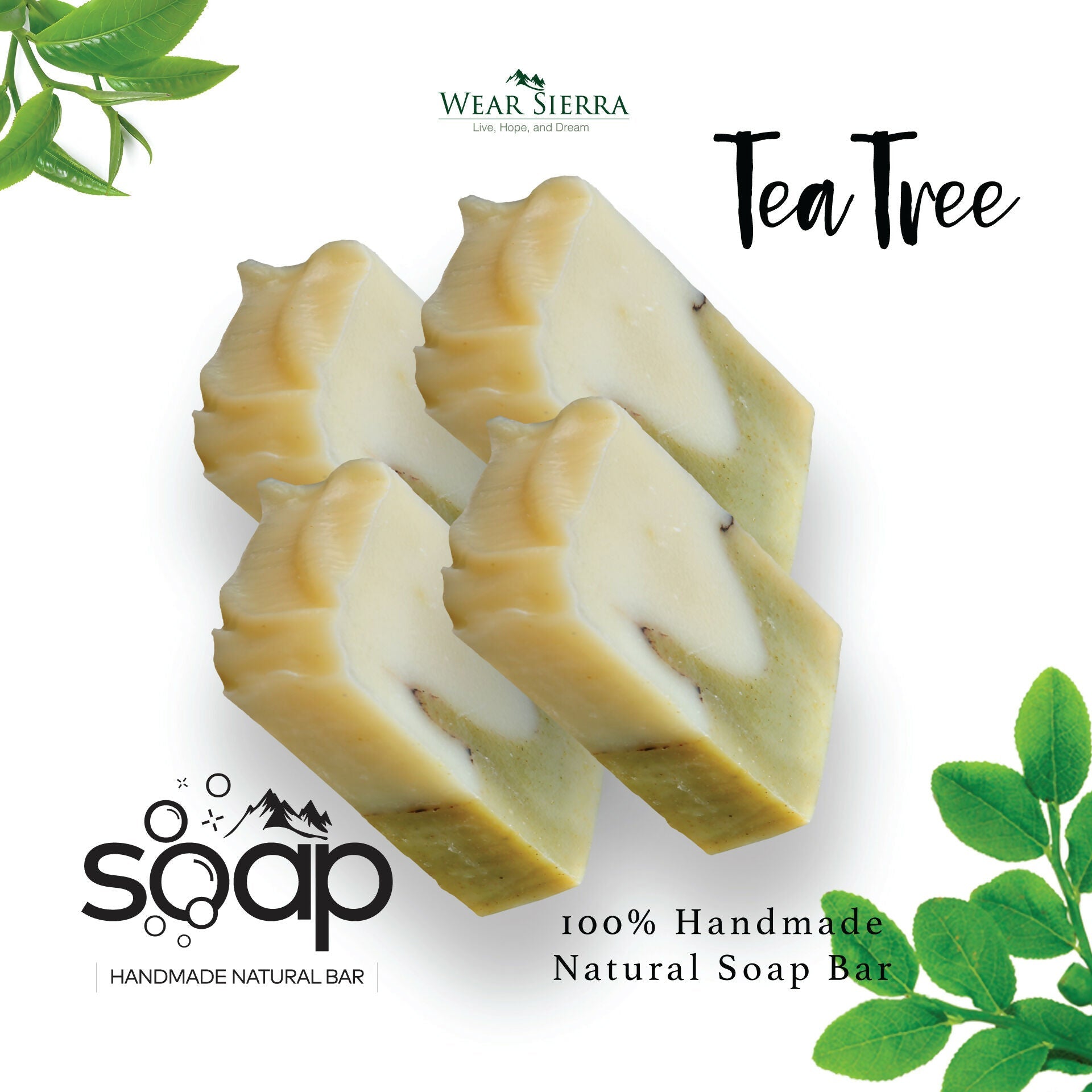 Handmade Natural Anti-Acne Tea Tree Bar Soap Pack Of 2, Gift For Her, Gift For Mom - Wear Sierra