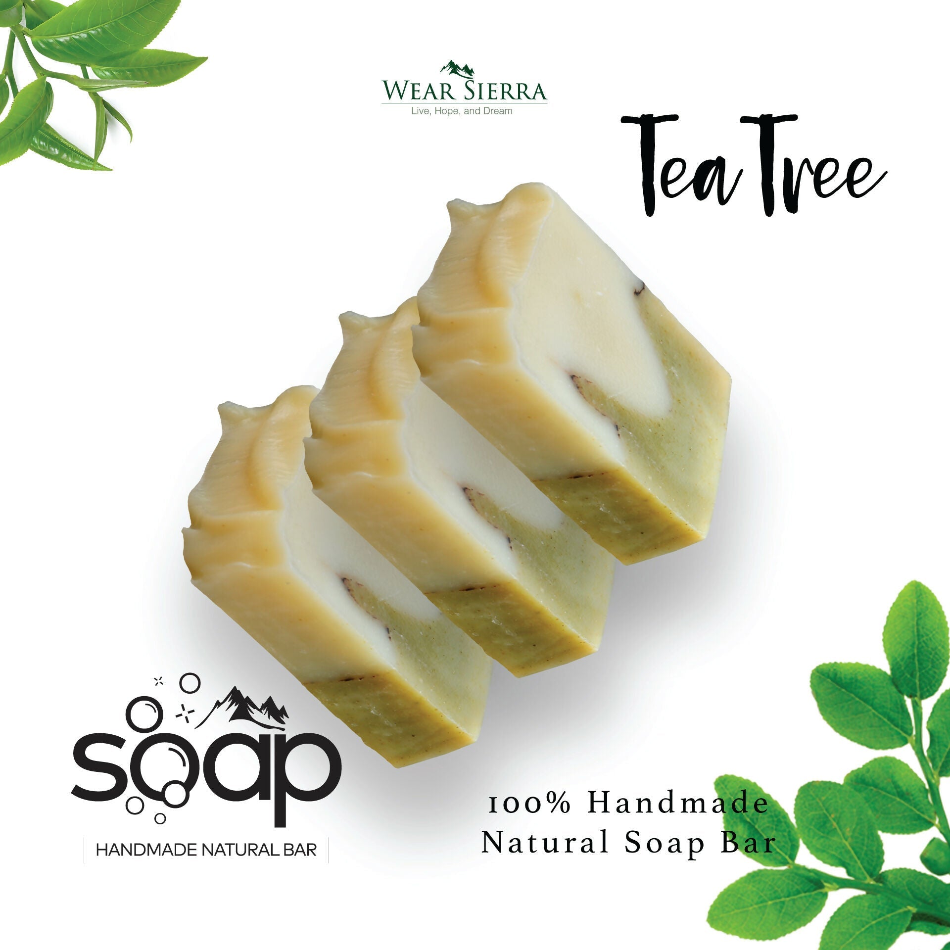 Handmade Natural Anti-Acne Tea Tree Bar Soap Pack Of 2, Gift For Her, Gift For Mom - Wear Sierra