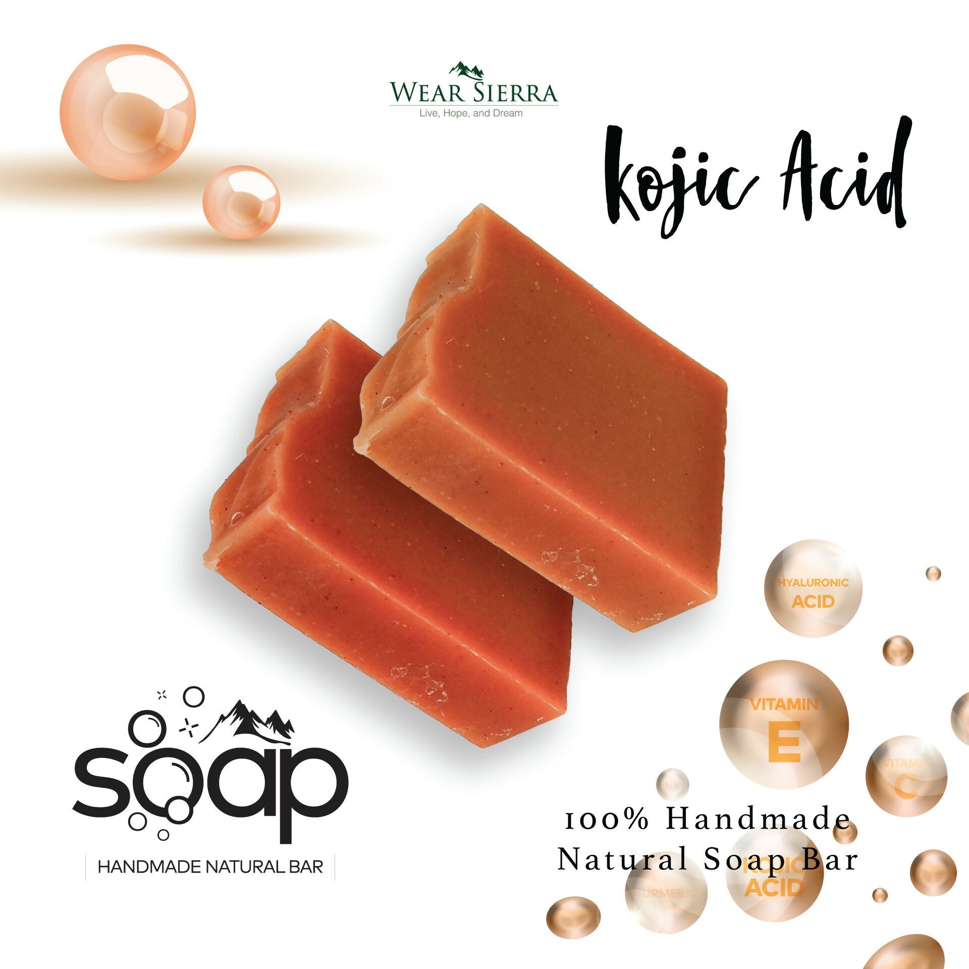 Handmade, Natural Kojic Acid Bar Soap Pack Of 2, Hyaluronic Acid, Beauty Bars, Skincare, Gift For Her - Wear Sierra