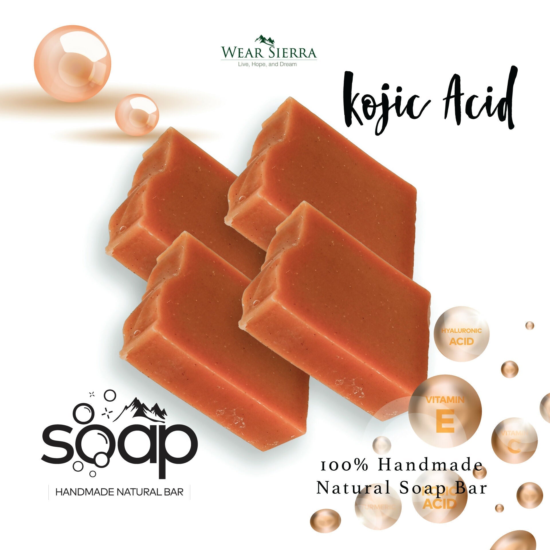 Handmade, Natural Kojic Acid Bar Soap Pack Of 2, Hyaluronic Acid, Beauty Bars, Skincare, Gift For Her - Wear Sierra