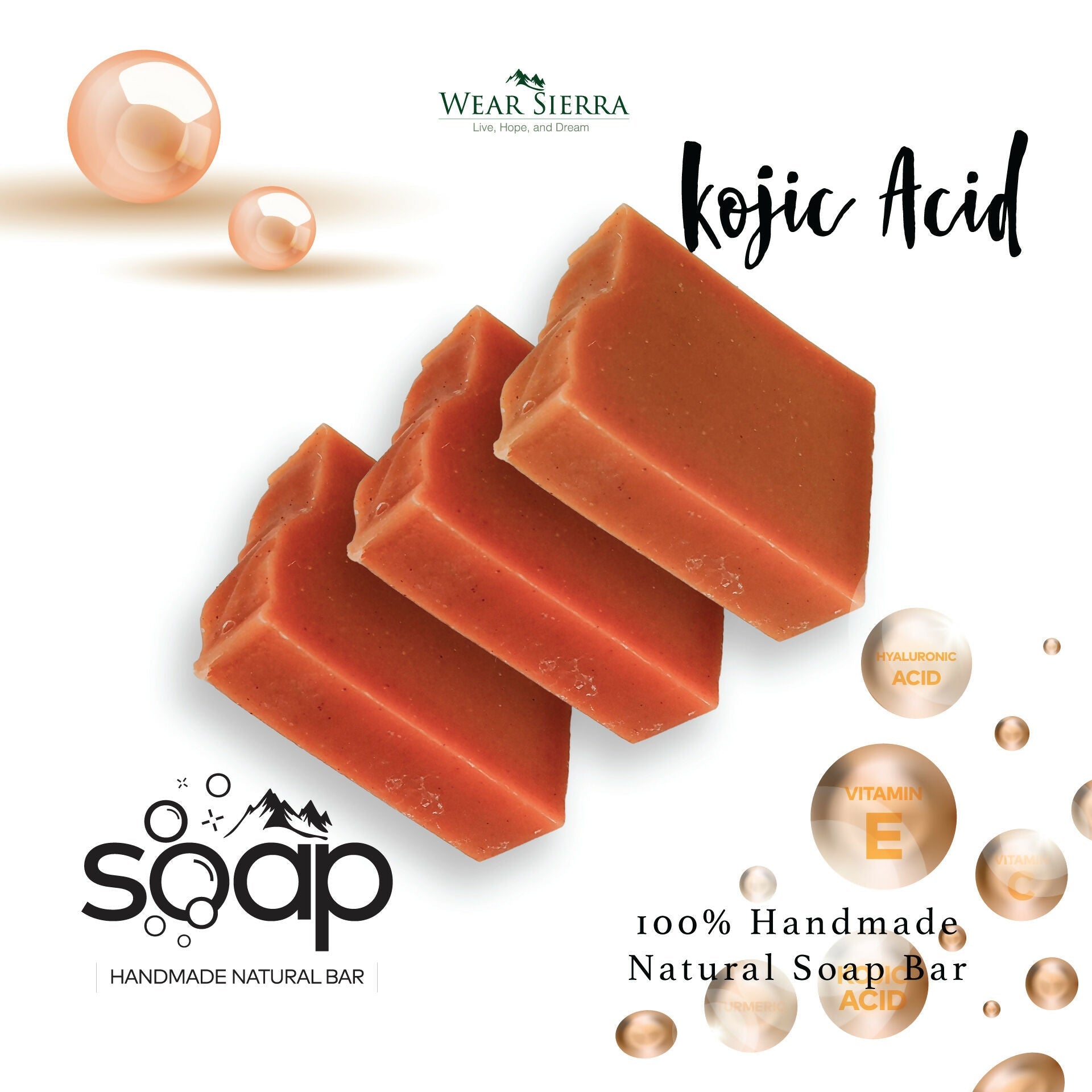Handmade, Natural Kojic Acid Bar Soap Pack Of 2, Hyaluronic Acid, Beauty Bars, Skincare, Gift For Her - Wear Sierra